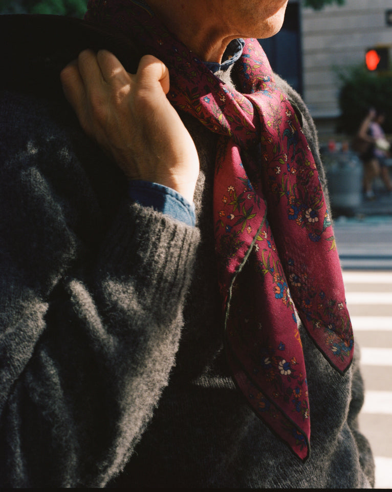 Magenta Birds of Paradise Print Wool-Silk Square Scarf – Drakes US