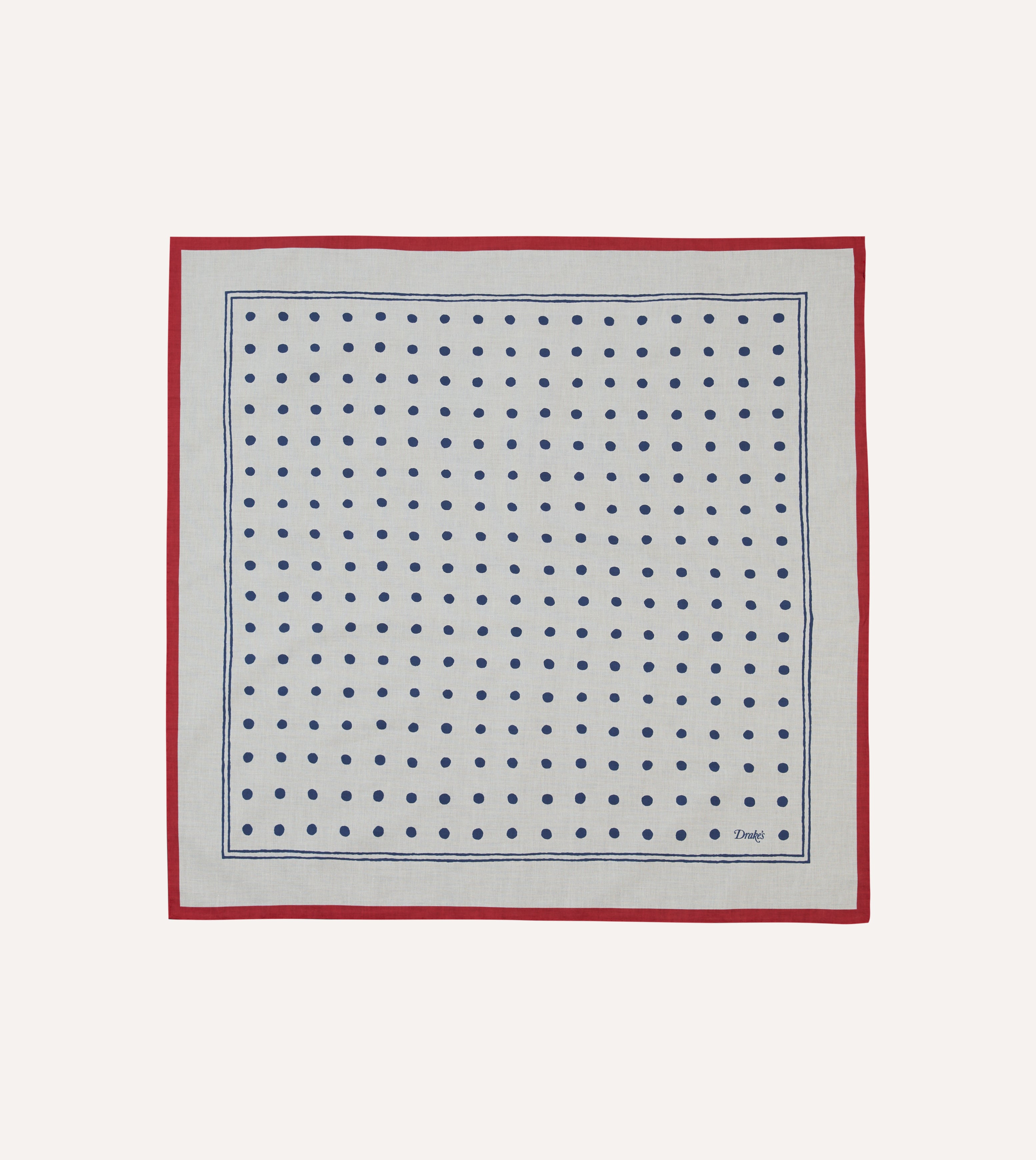 White and Navy Polka Dot Print Bandana – Drakes US