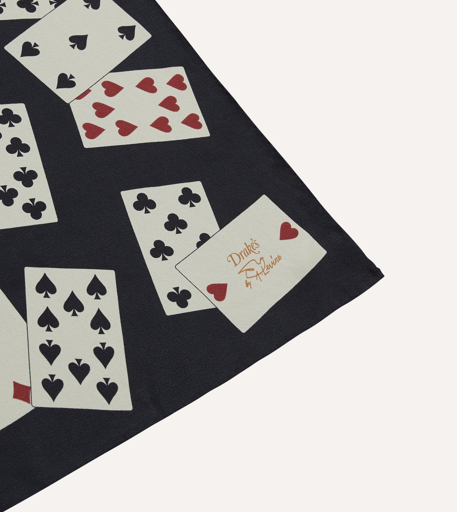 Drake's by A. Levine Black Playing Card Print Silk Bandana