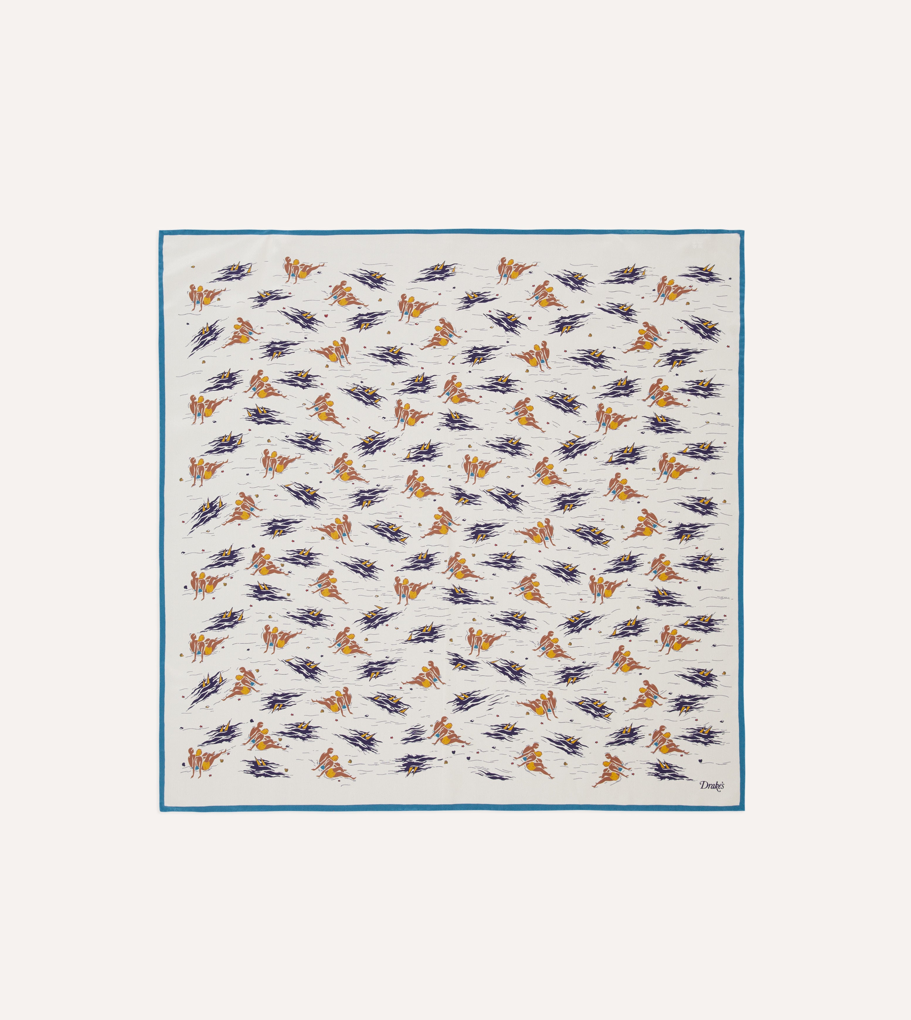 Ecru Bathers Print Silk Bandana