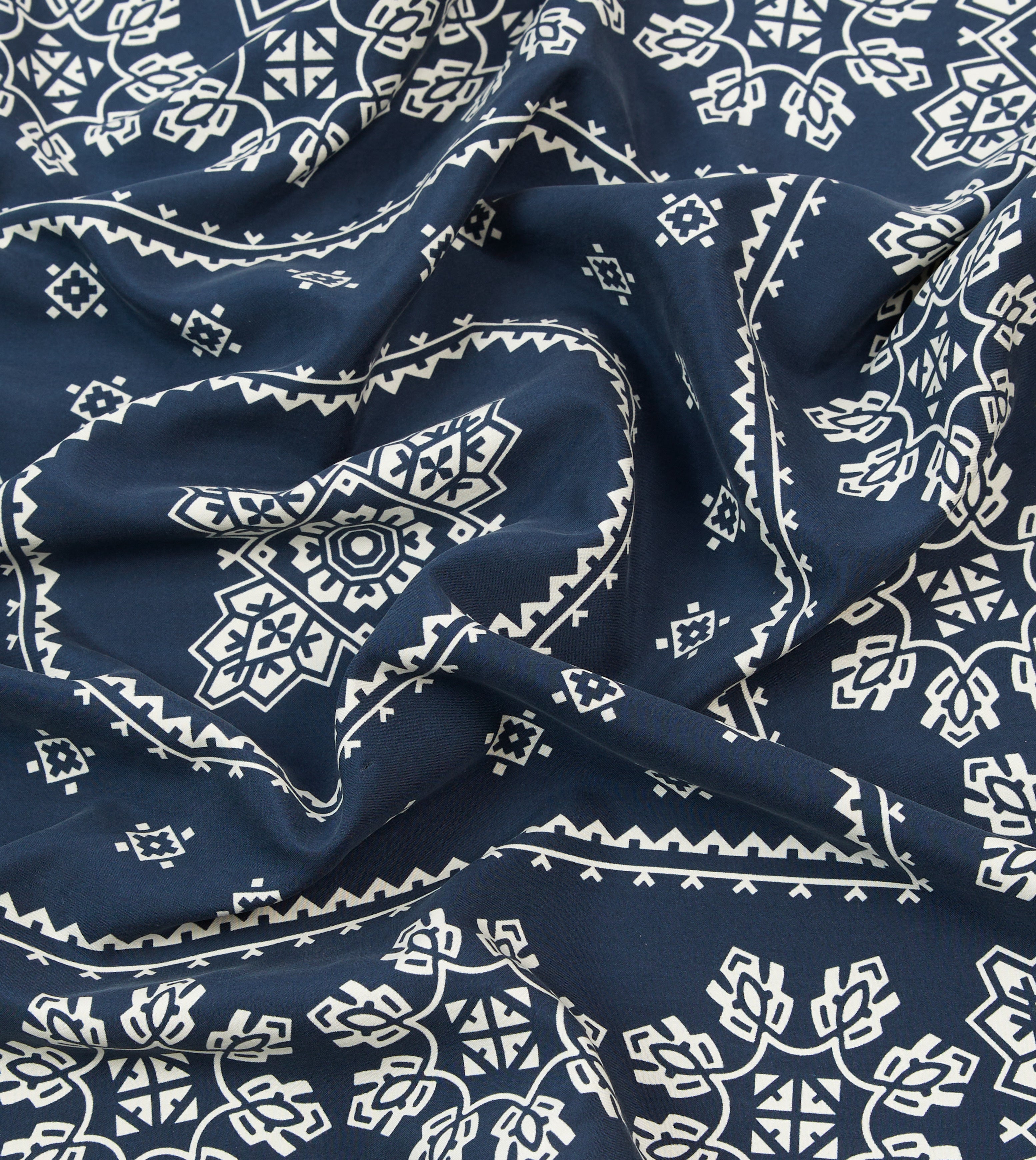 Navy Traditional Print Silk Bandana – Drakes US