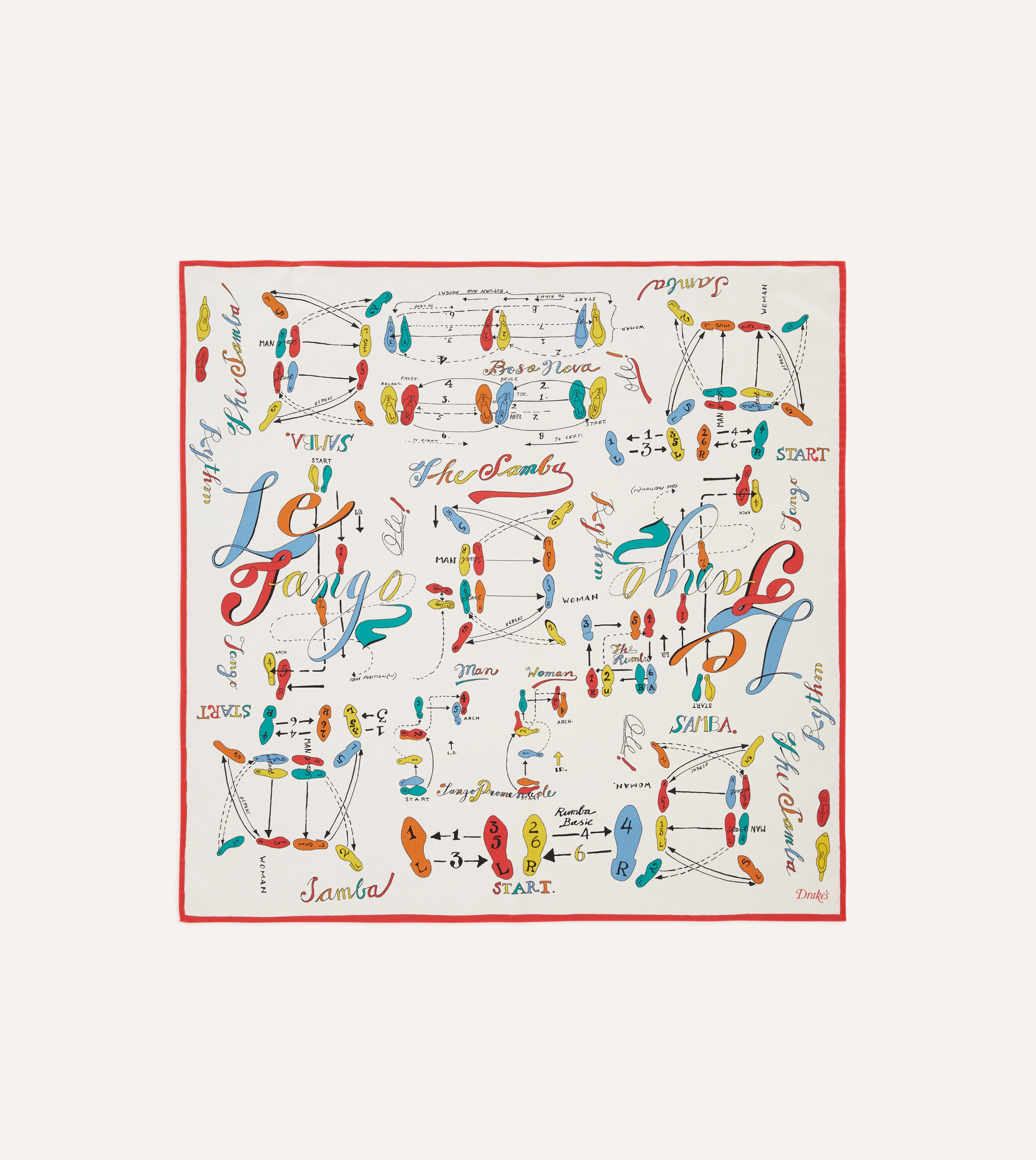 Dance Steps Print Silk Bandana