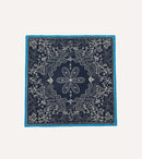 Navy Floral Paisley Print Silk Bandana