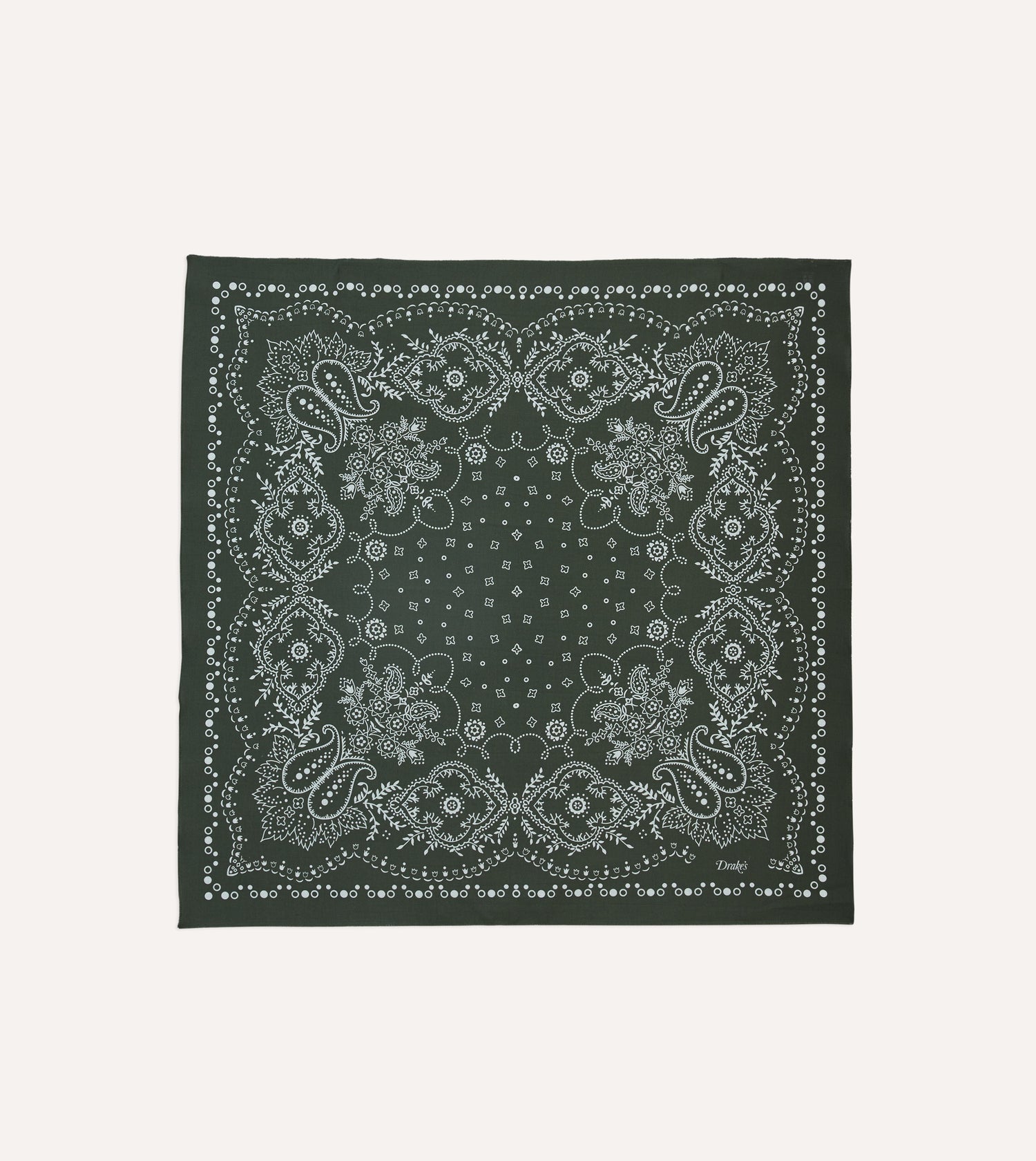 Dark Green Trad Paisley Print Cotton Bandana