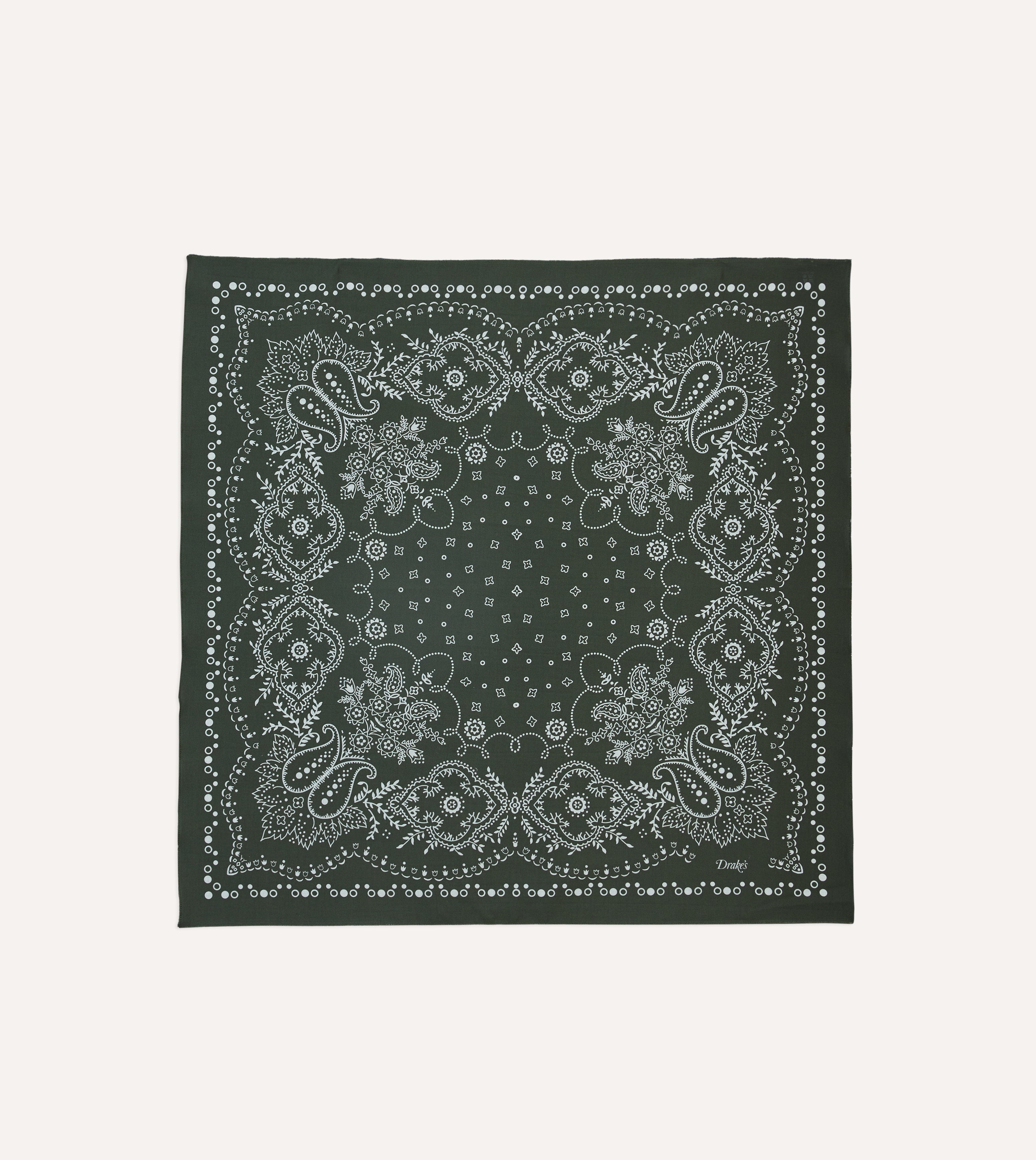 Dark Green Trad Paisley Print Cotton Bandana