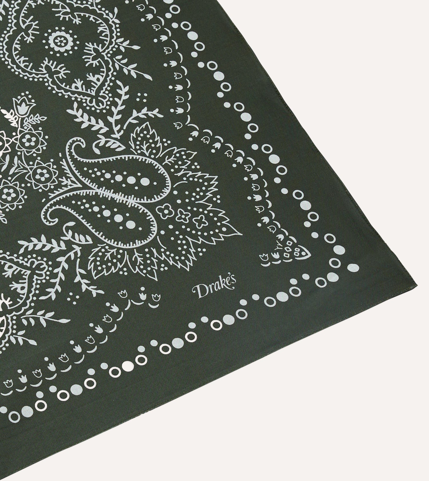 Dark Green Trad Paisley Print Cotton Bandana