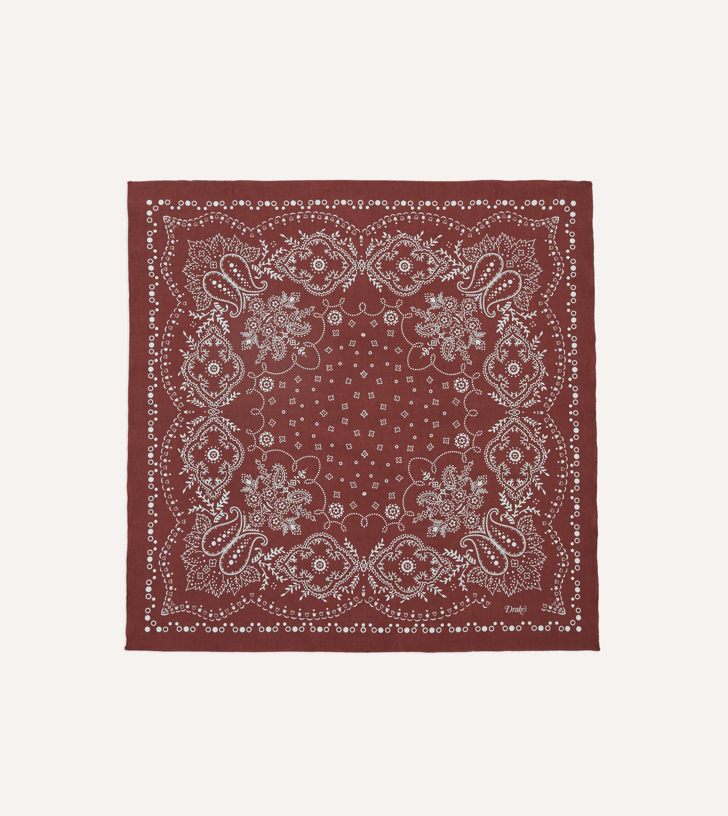 Burgundy Trad Paisley Print Cotton Bandana