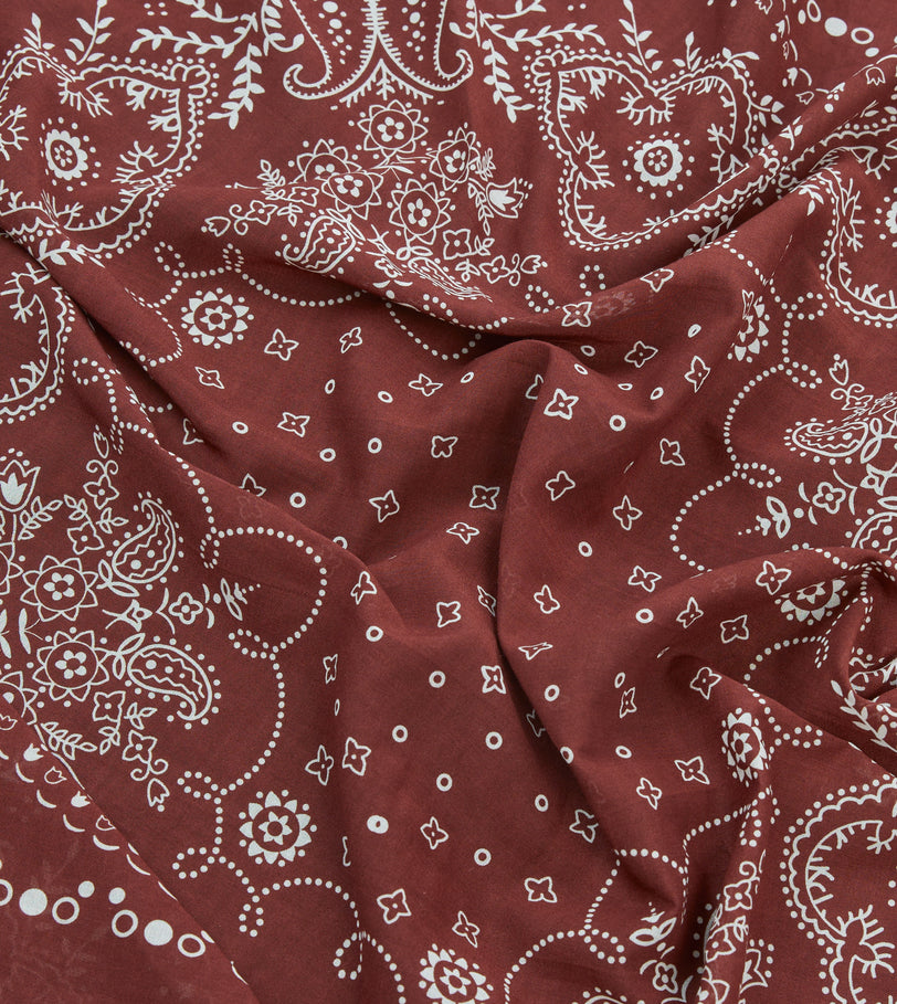 Burgundy Trad Paisley Print Cotton Bandana