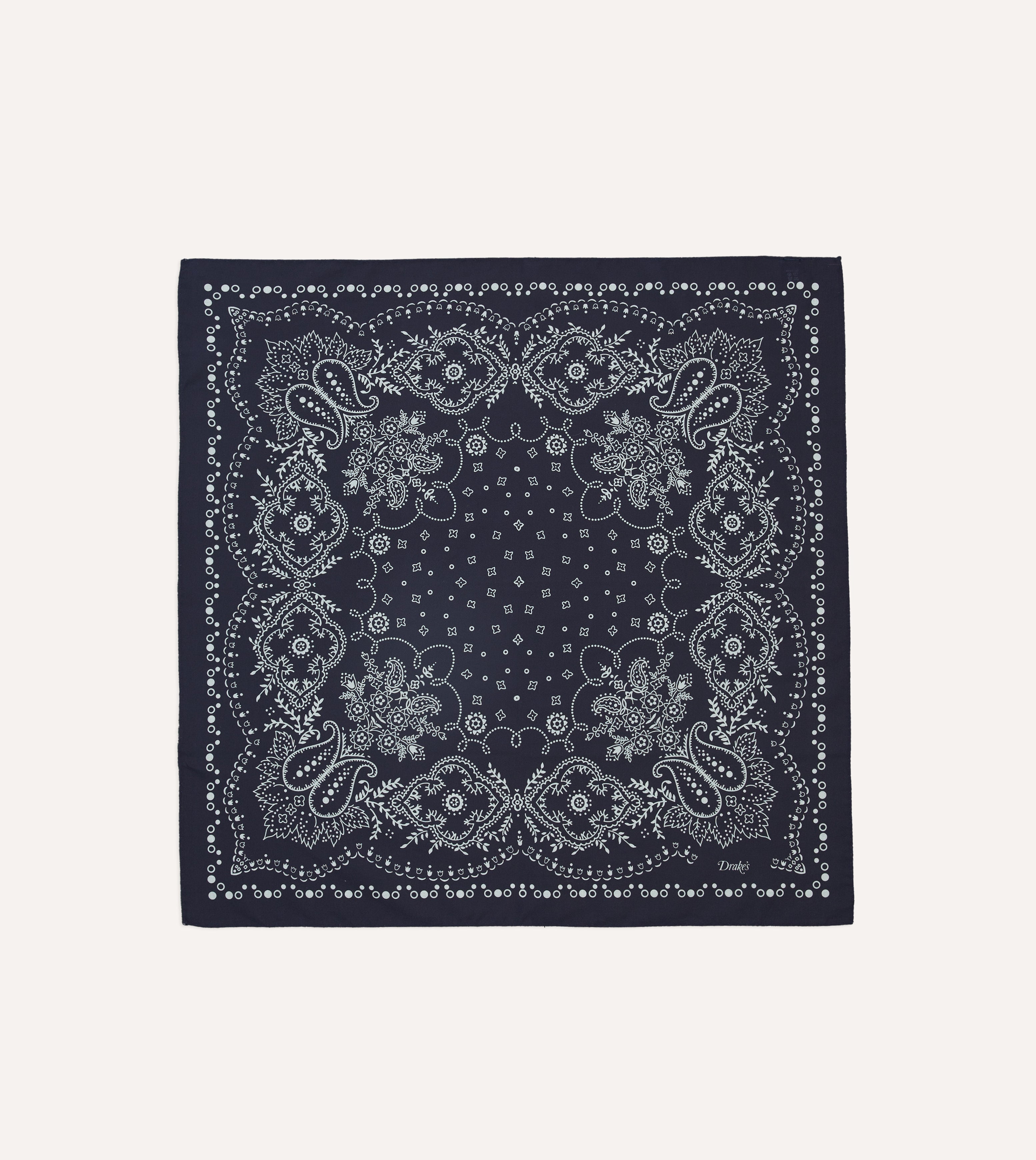 Navy Trad Paisley Print Cotton Bandana