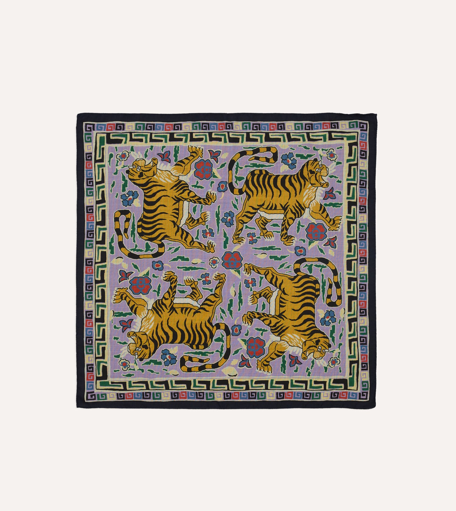 Shoyoroll by Drake's Tiger Print Wool-Silk Bandana