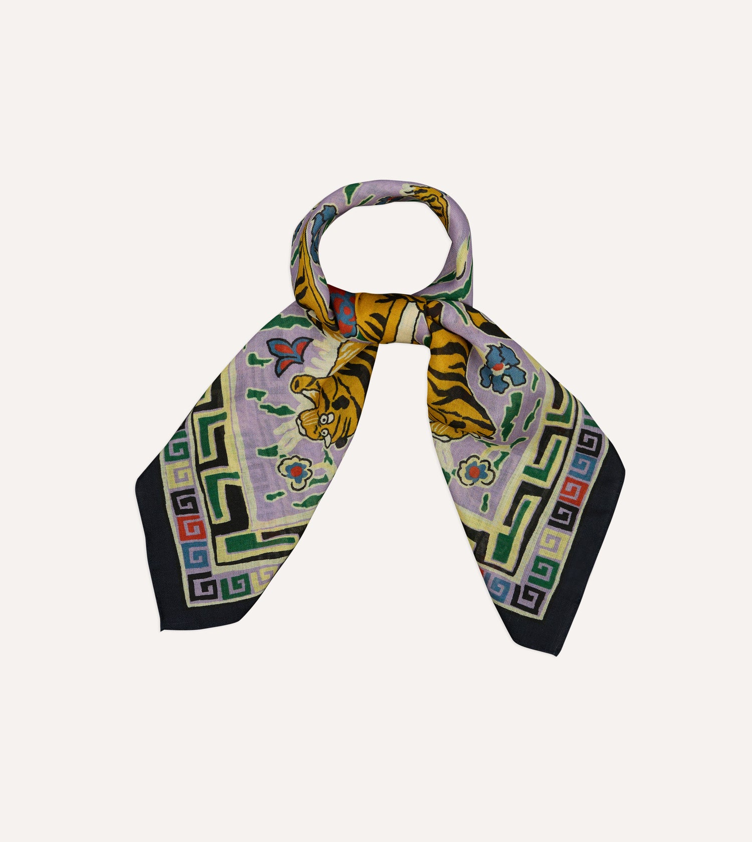 Shoyoroll by Drake's Tiger Print Wool-Silk Bandana