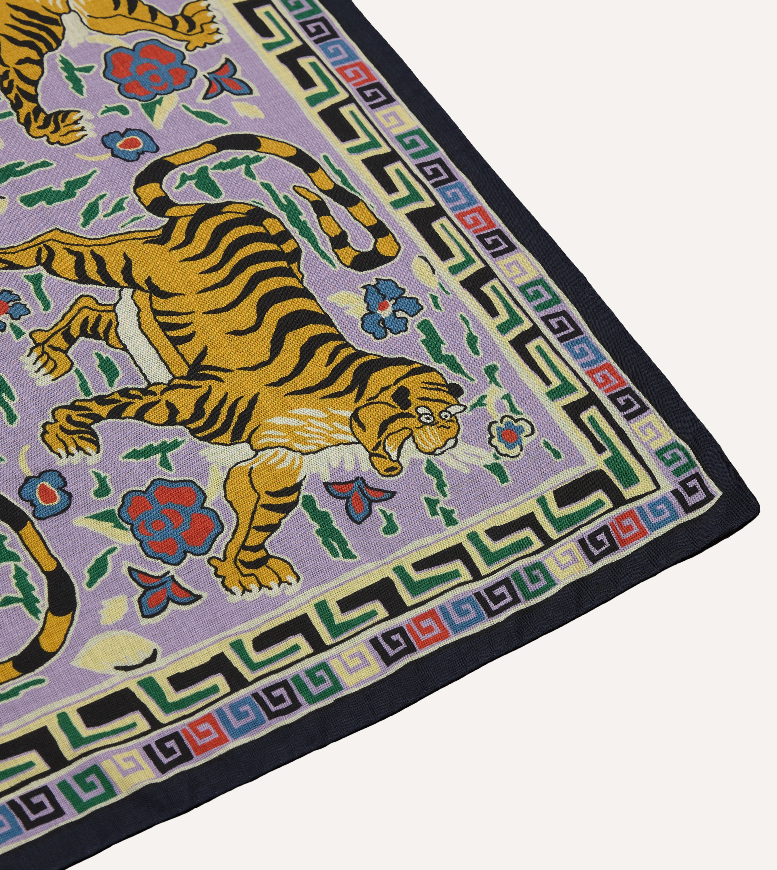 Shoyoroll by Drake's Tiger Print Wool-Silk Bandana – Drakes US