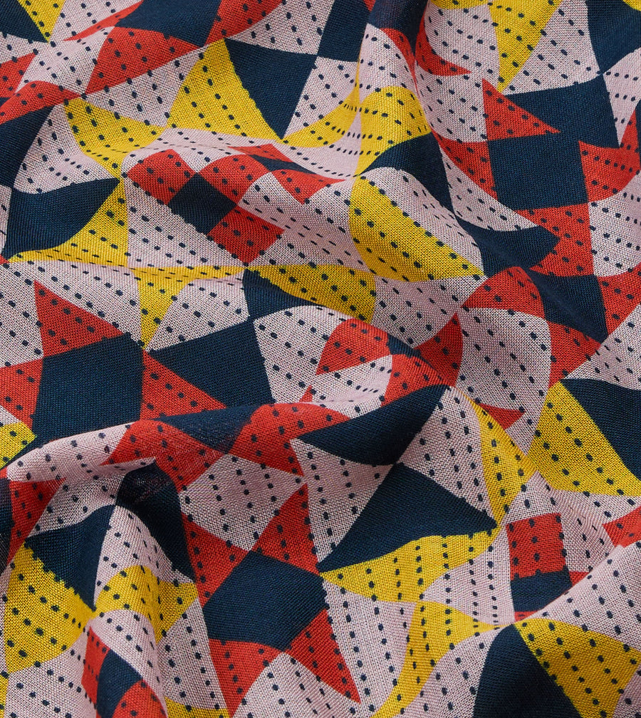 Pink Patchwork Print Wool-Silk Bandana