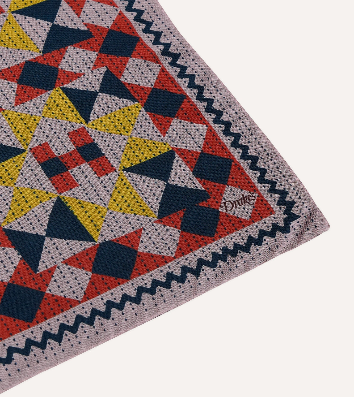 Pink Patchwork Print Wool-Silk Bandana
