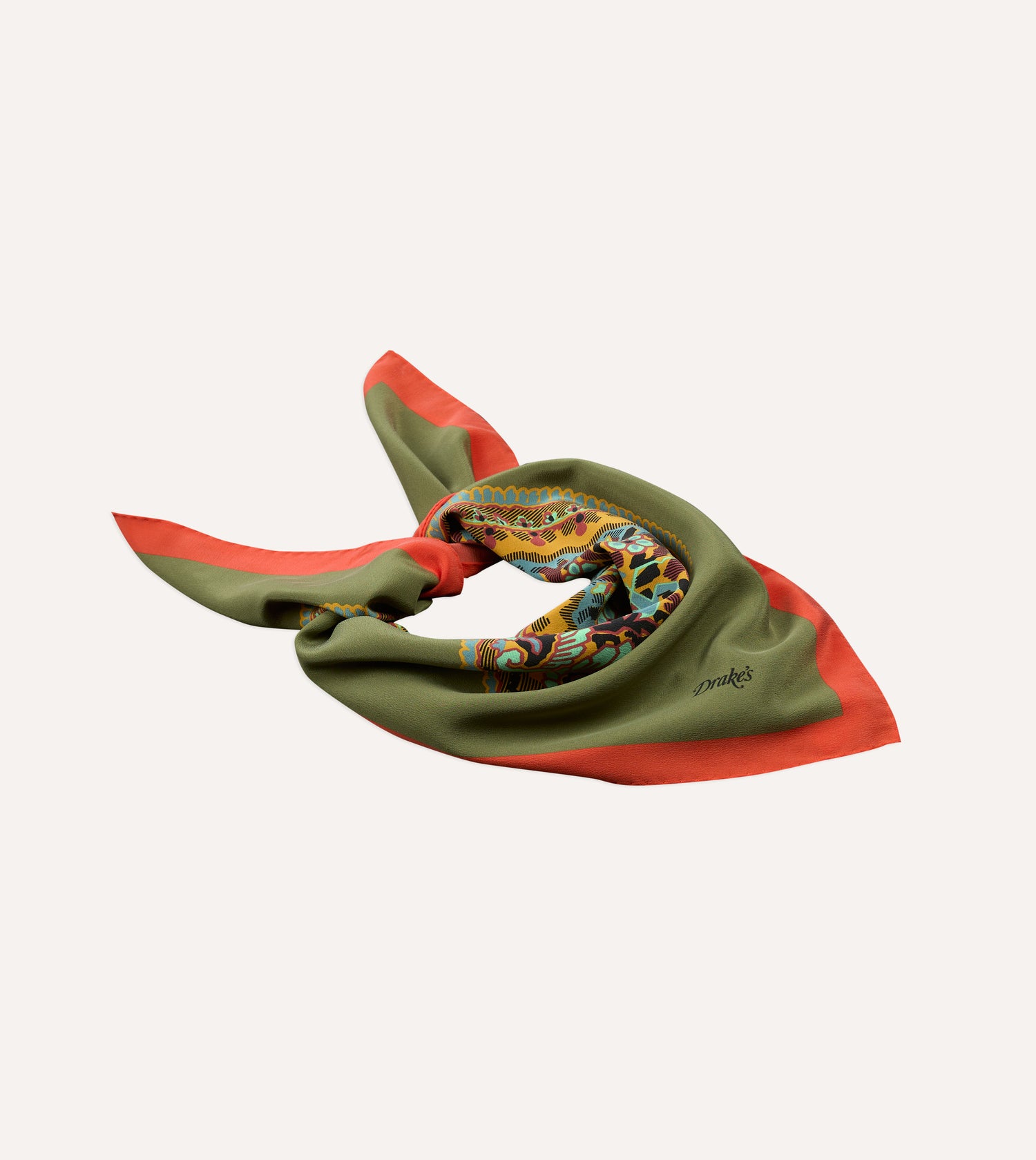 Olive Jumbo Paisley Print Silk Bandana