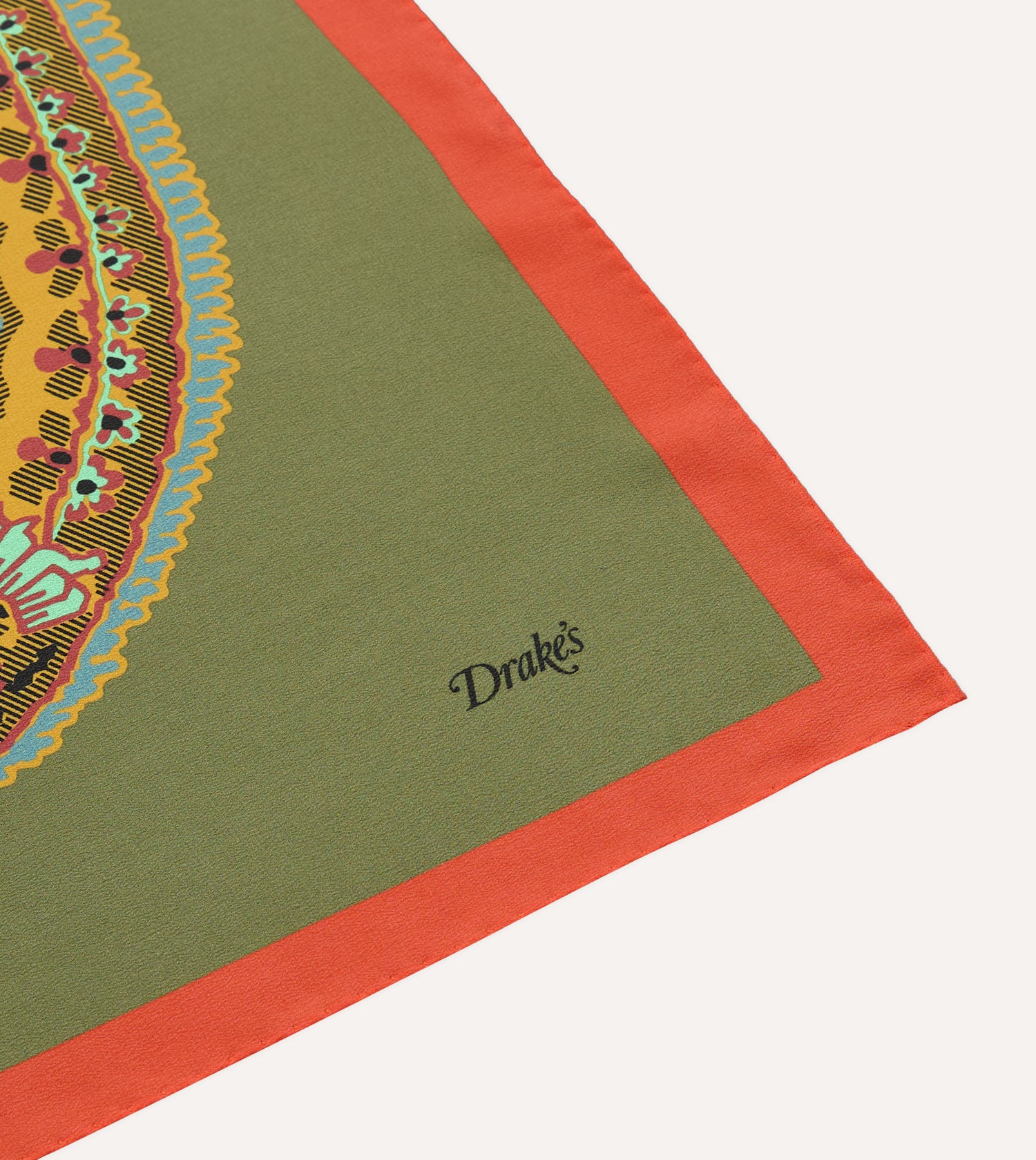 Olive Jumbo Paisley Print Silk Bandana