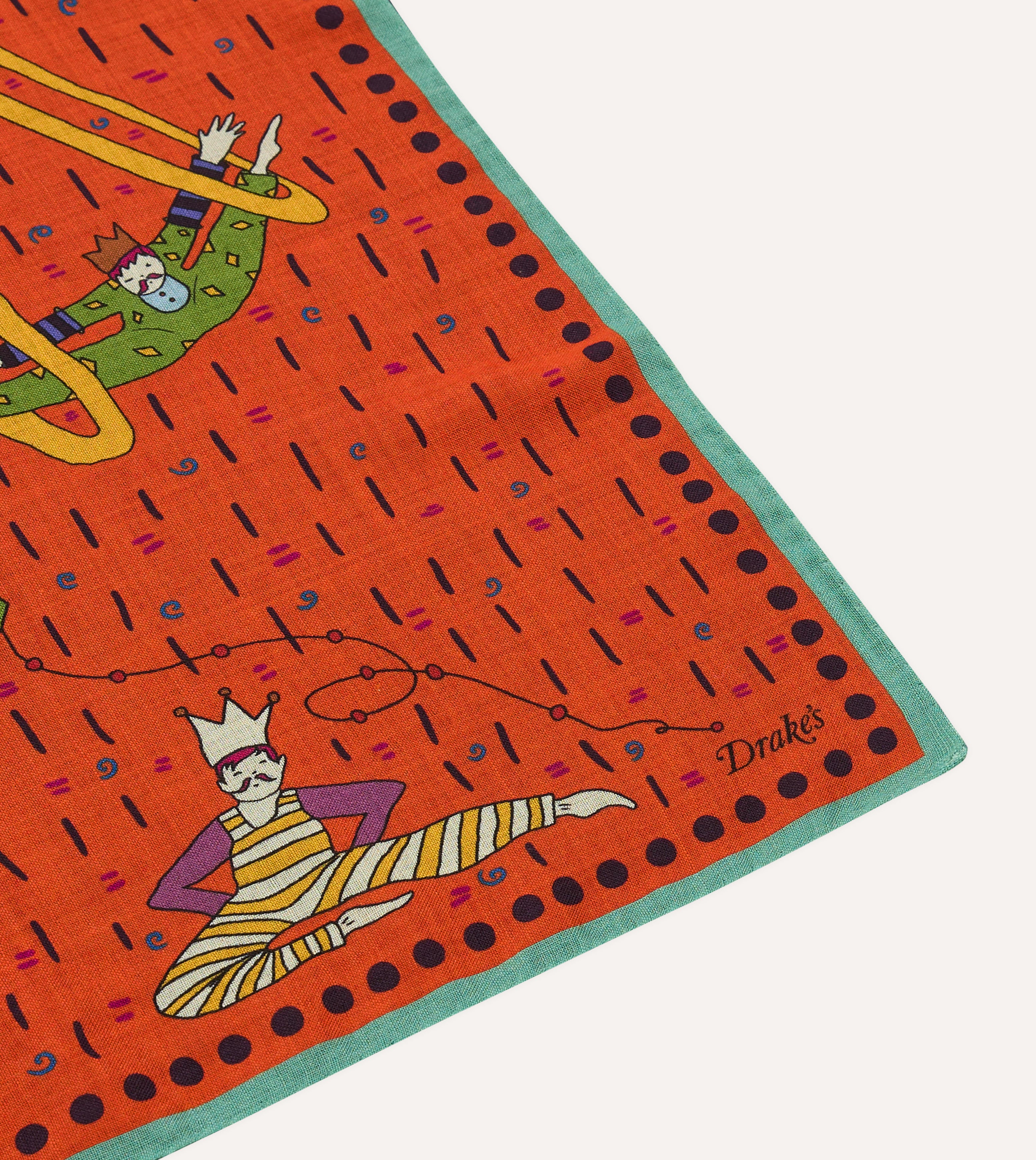 Red Acrobat Print Wool-Silk Bandana