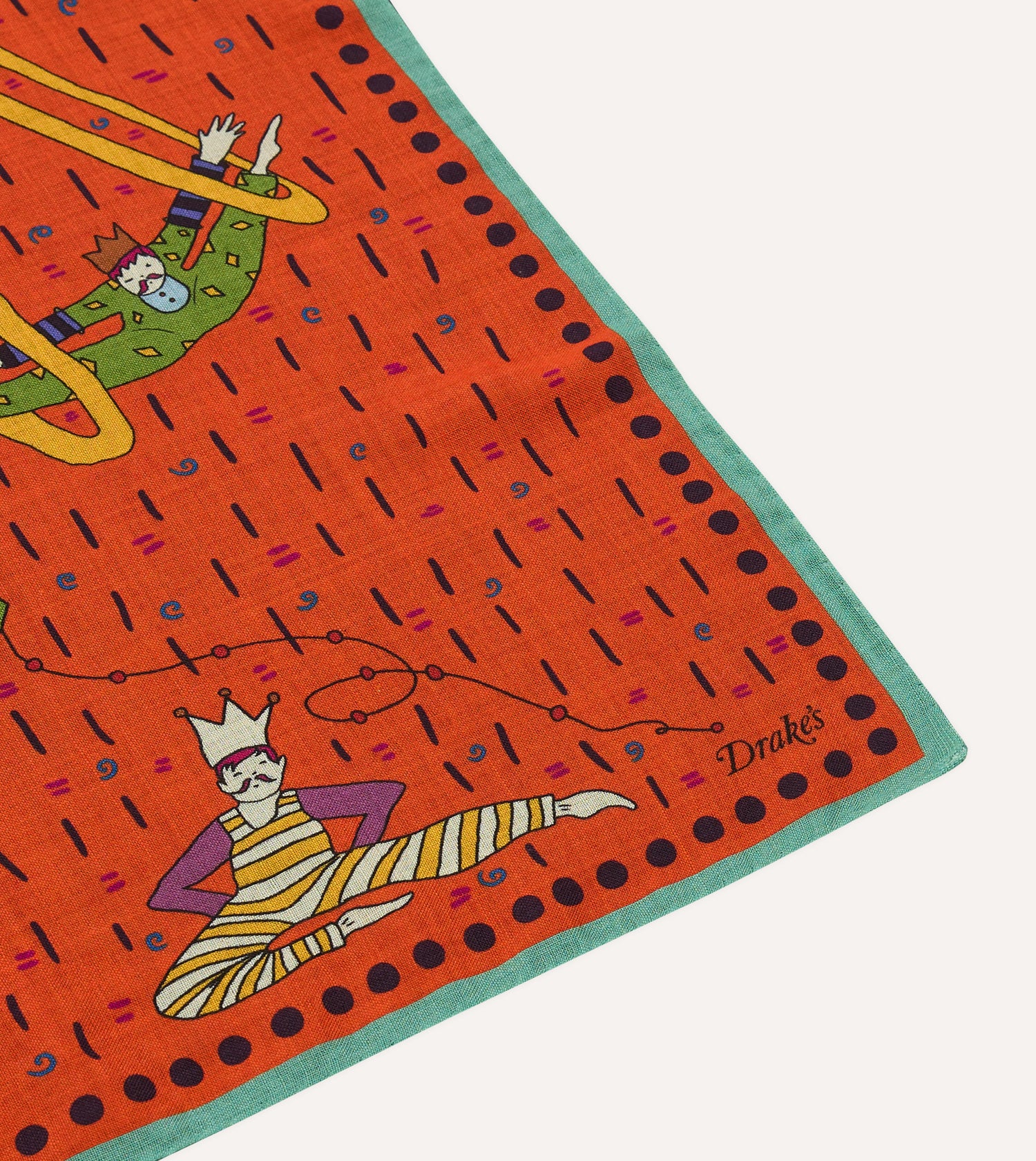 Red Acrobat Print Wool-Silk Bandana