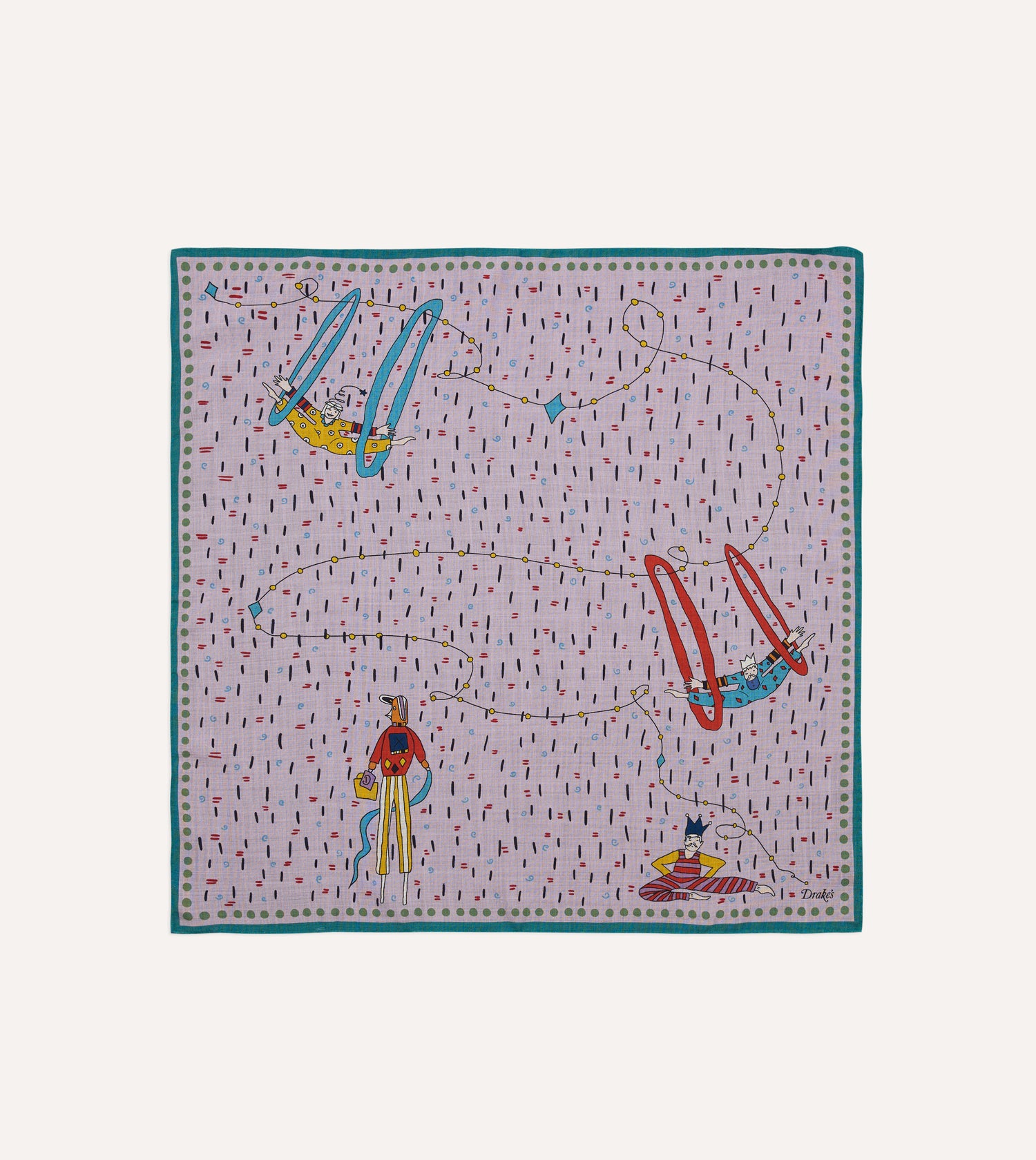 Lilac Acrobat Print Wool-Silk Bandana