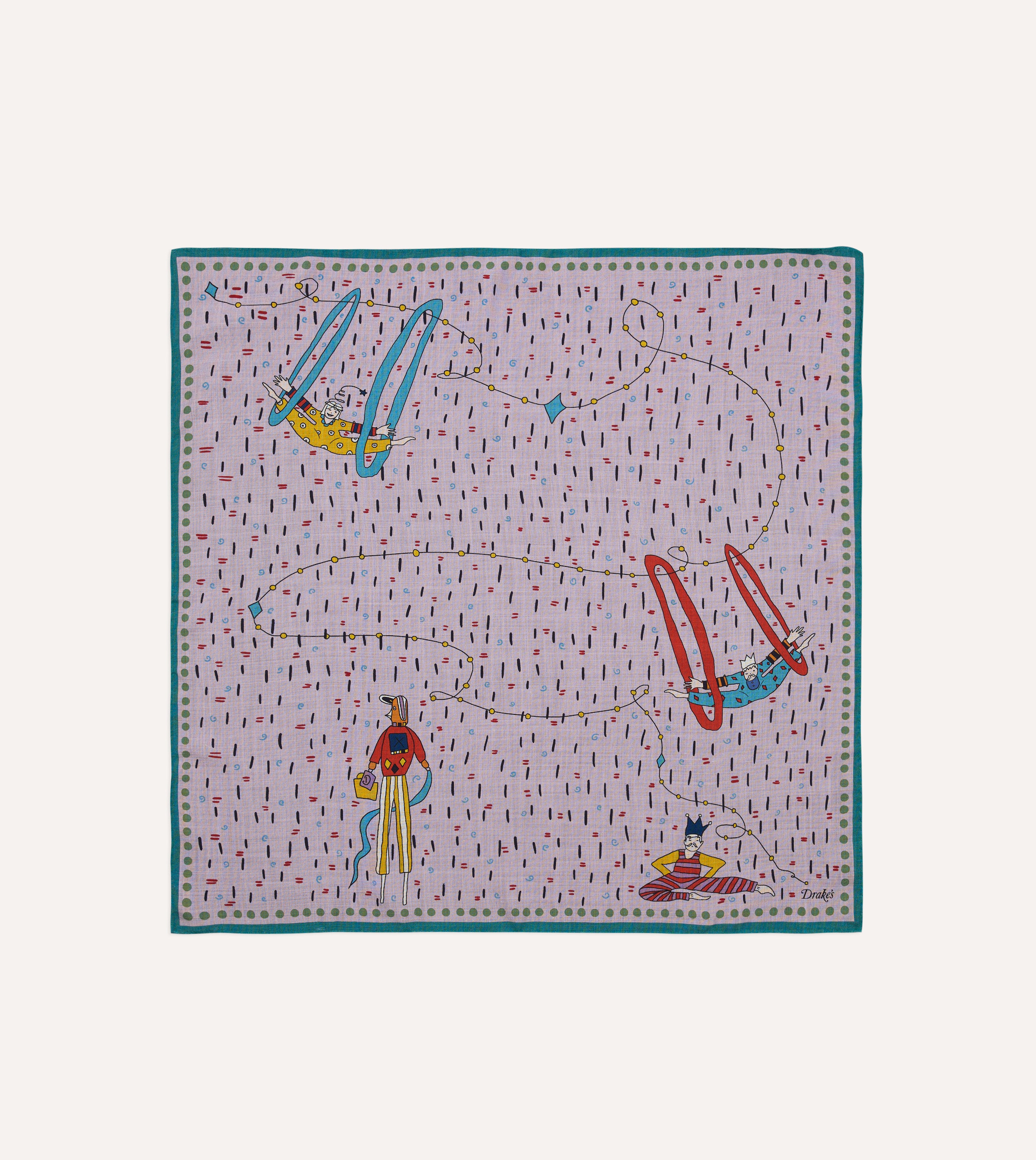 Lilac Acrobat Print Wool-Silk Bandana