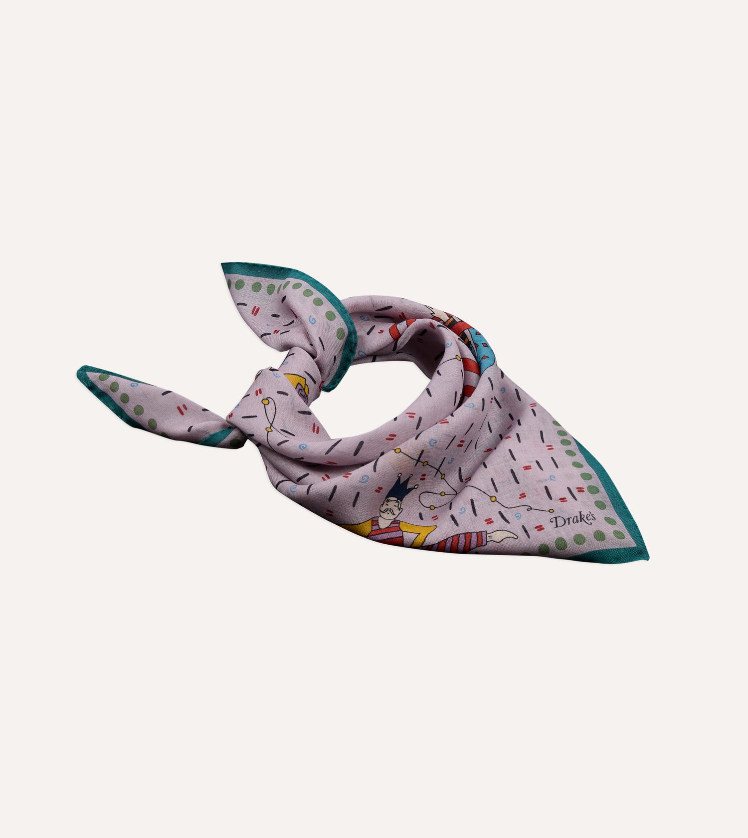 Lilac Acrobat Print Wool-Silk Bandana