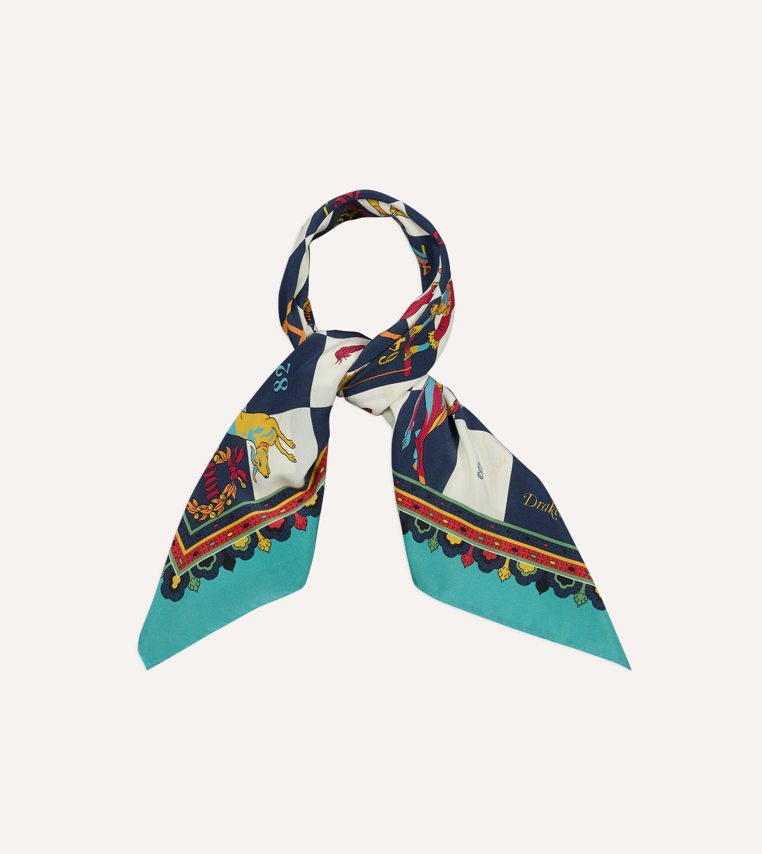 Blue Snakes and Ladders Print Silk Bandana