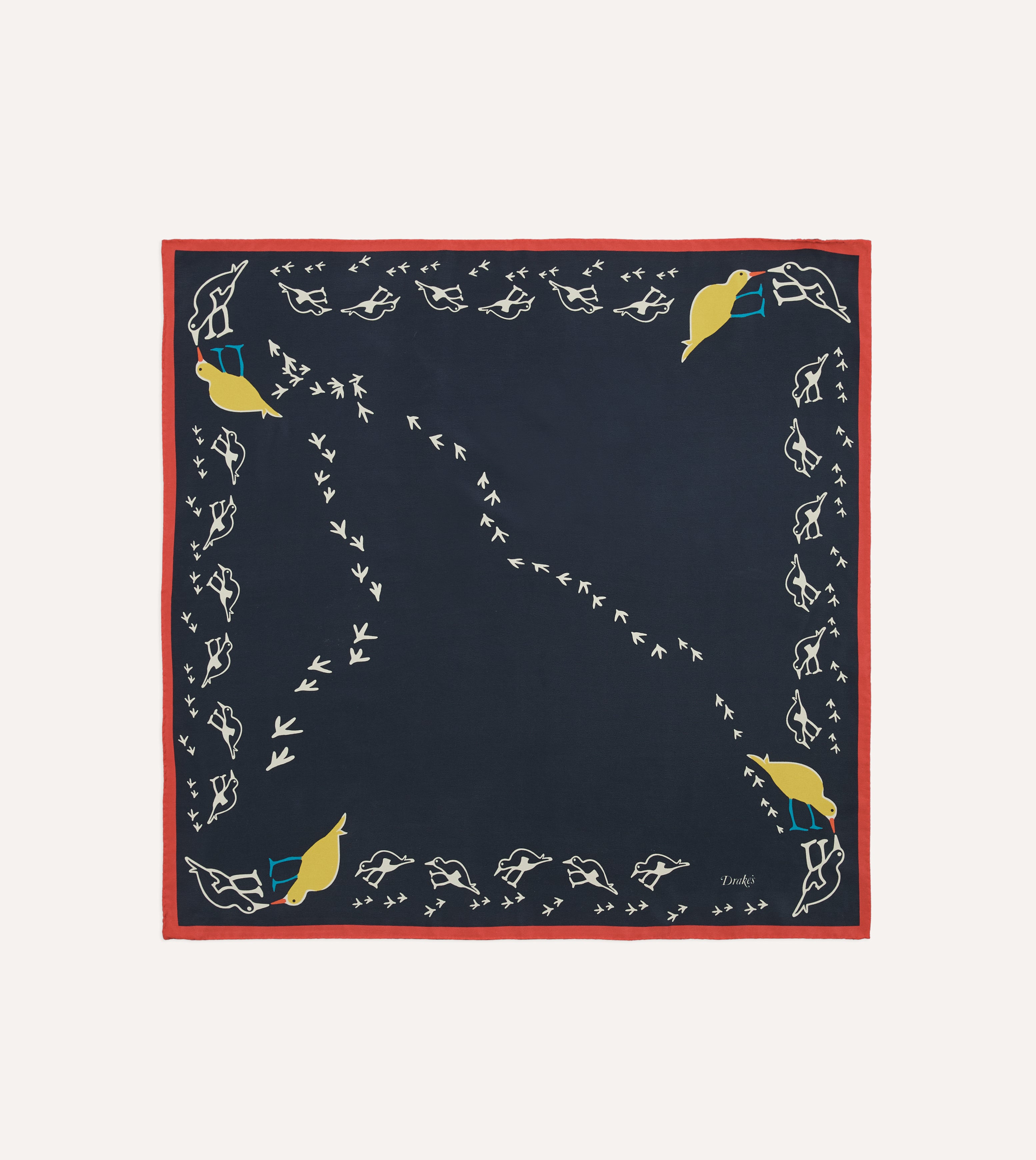 Navy Oyster Catcher Print Silk Bandana