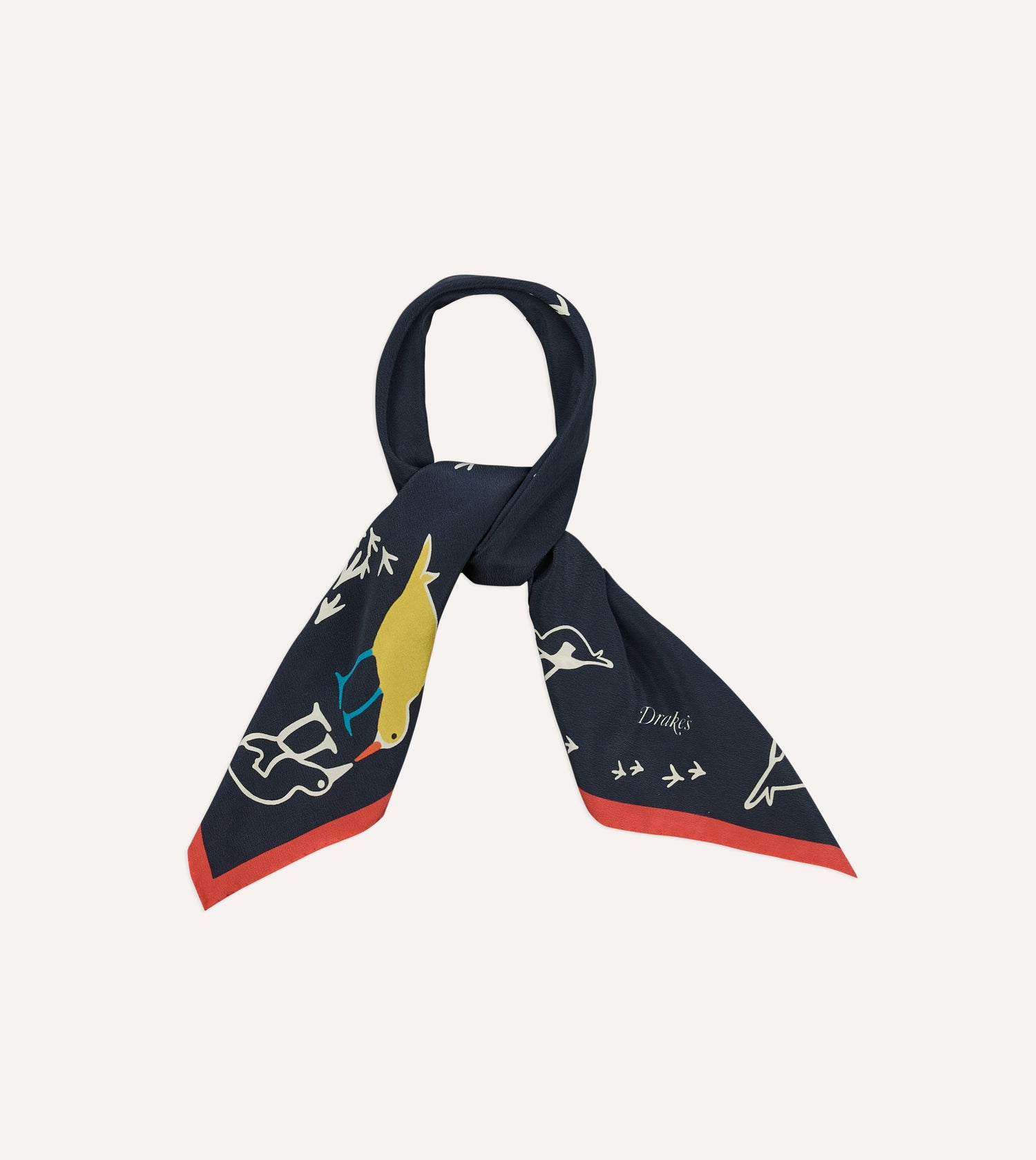 Navy Oyster Catcher Print Silk Bandana