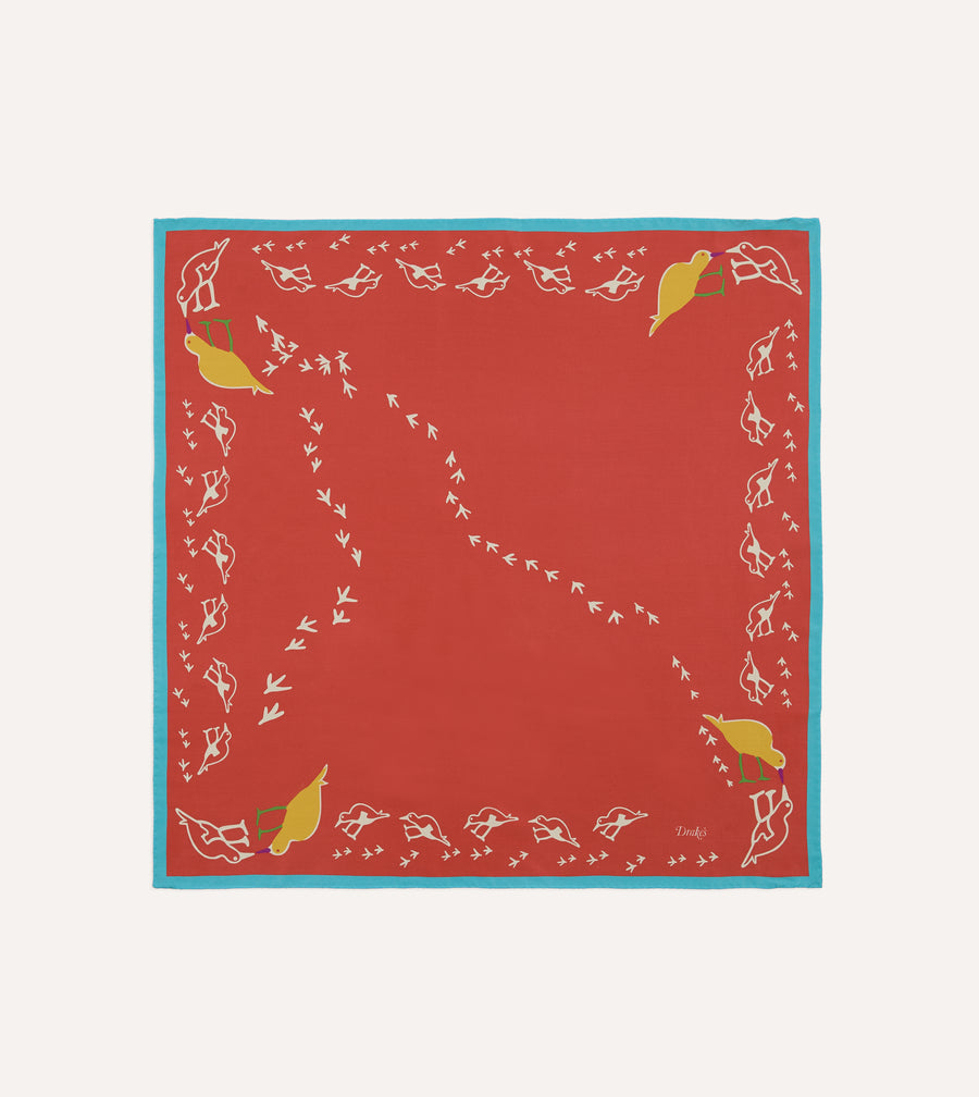 Red Oyster Catcher Print Silk Bandana