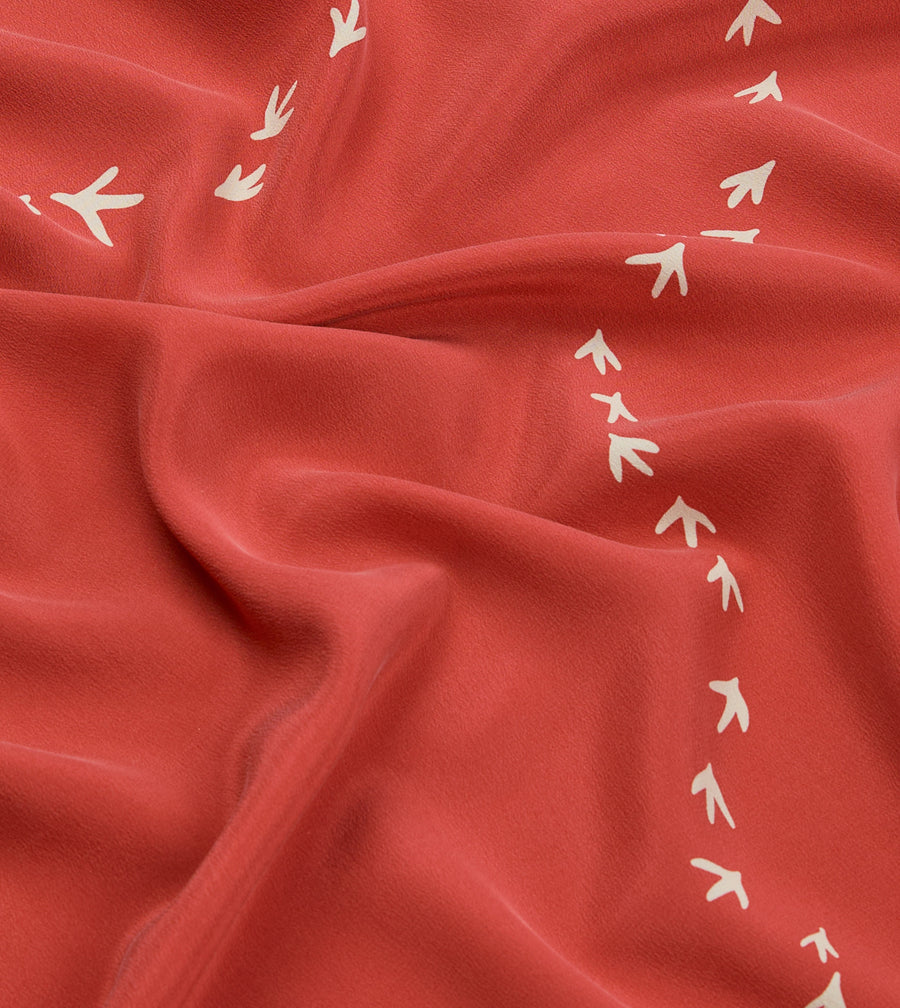 Red Oyster Catcher Print Silk Bandana