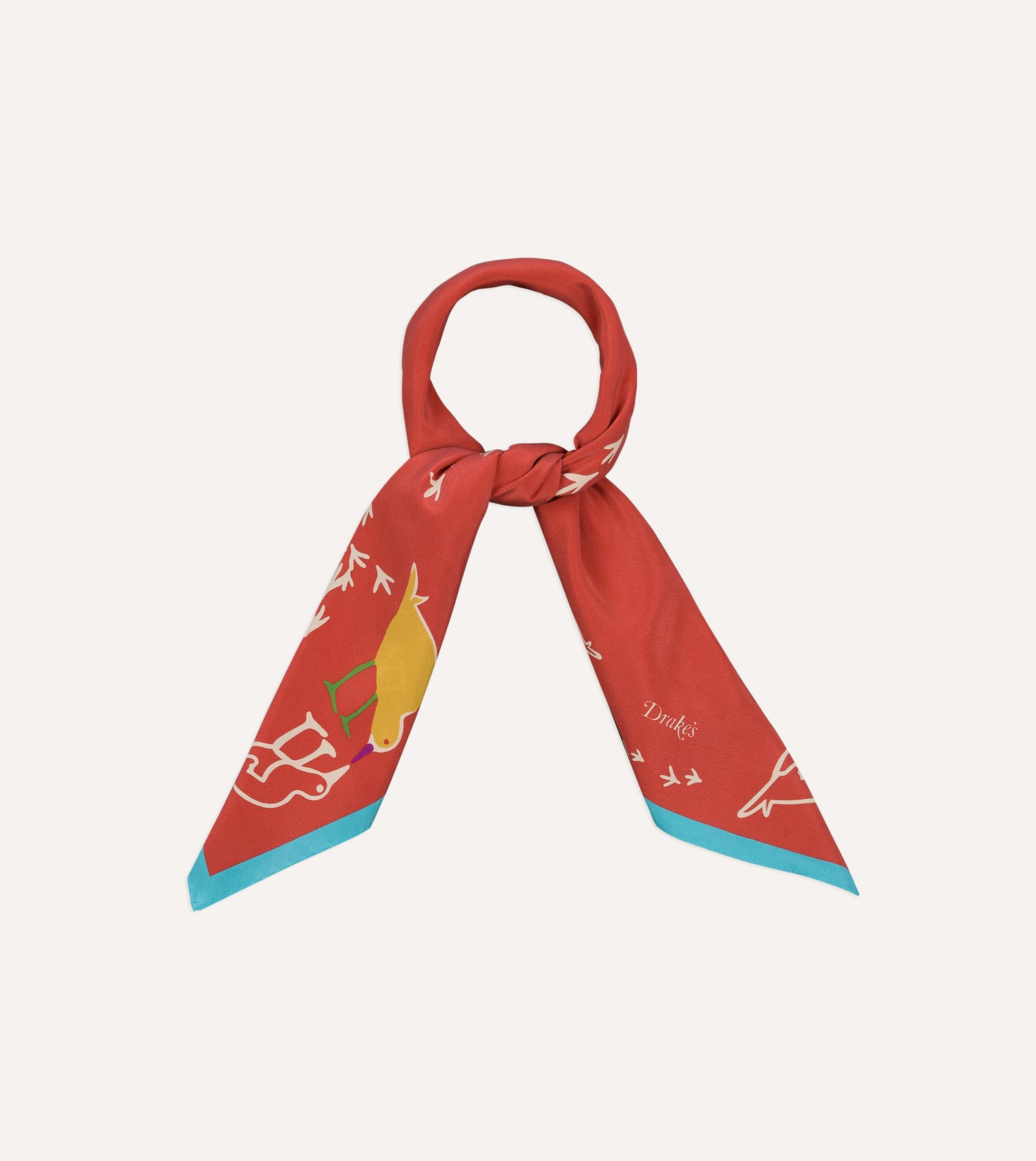 Red Oyster Catcher Print Silk Bandana