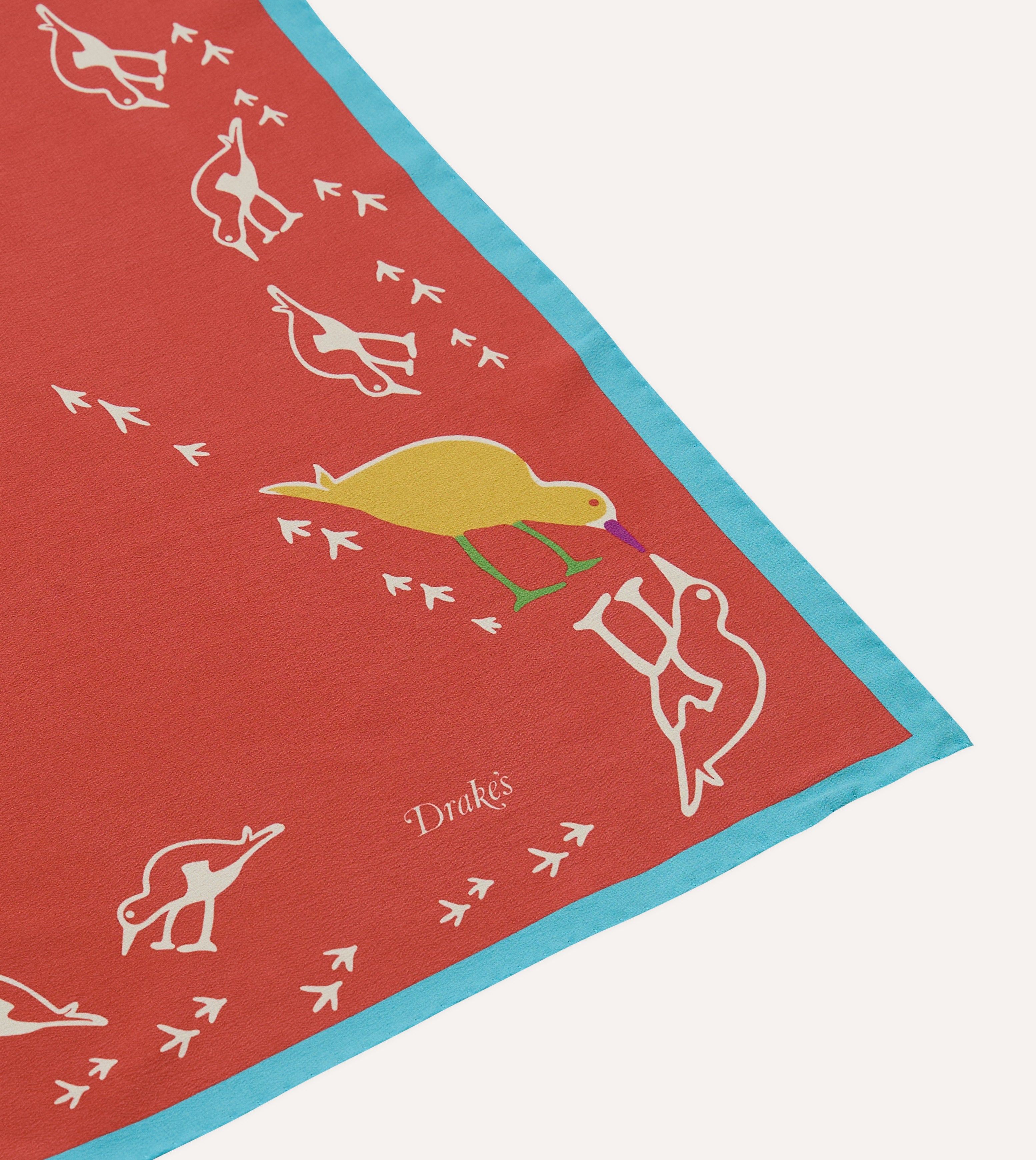 Red Oyster Catcher Print Silk Bandana