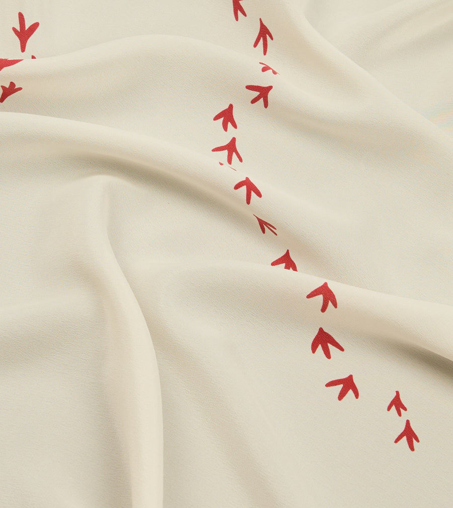 Ecru Oyster Catcher Print Silk Bandana