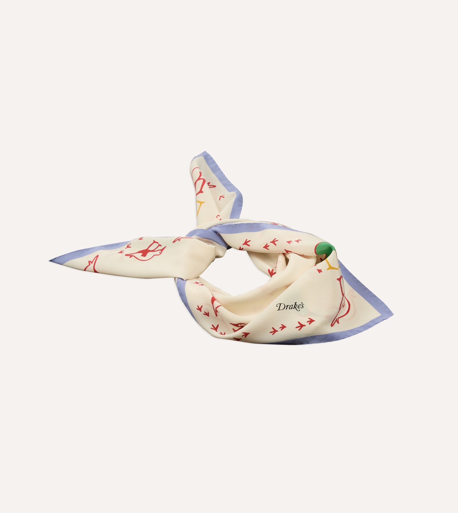 Ecru Oyster Catcher Print Silk Bandana