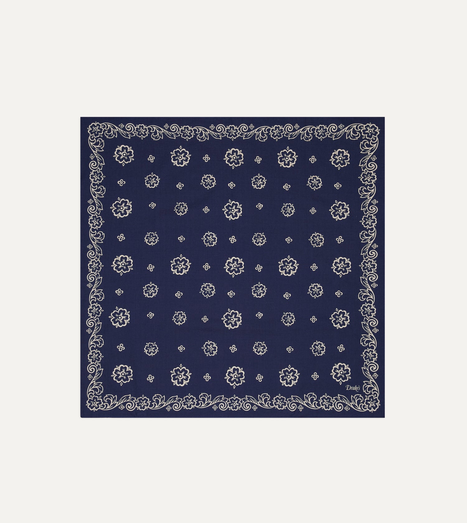 Indigo Flower Print Cotton Bandana