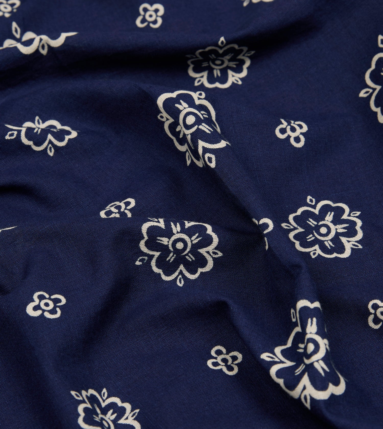 Indigo Flower Print Cotton Bandana