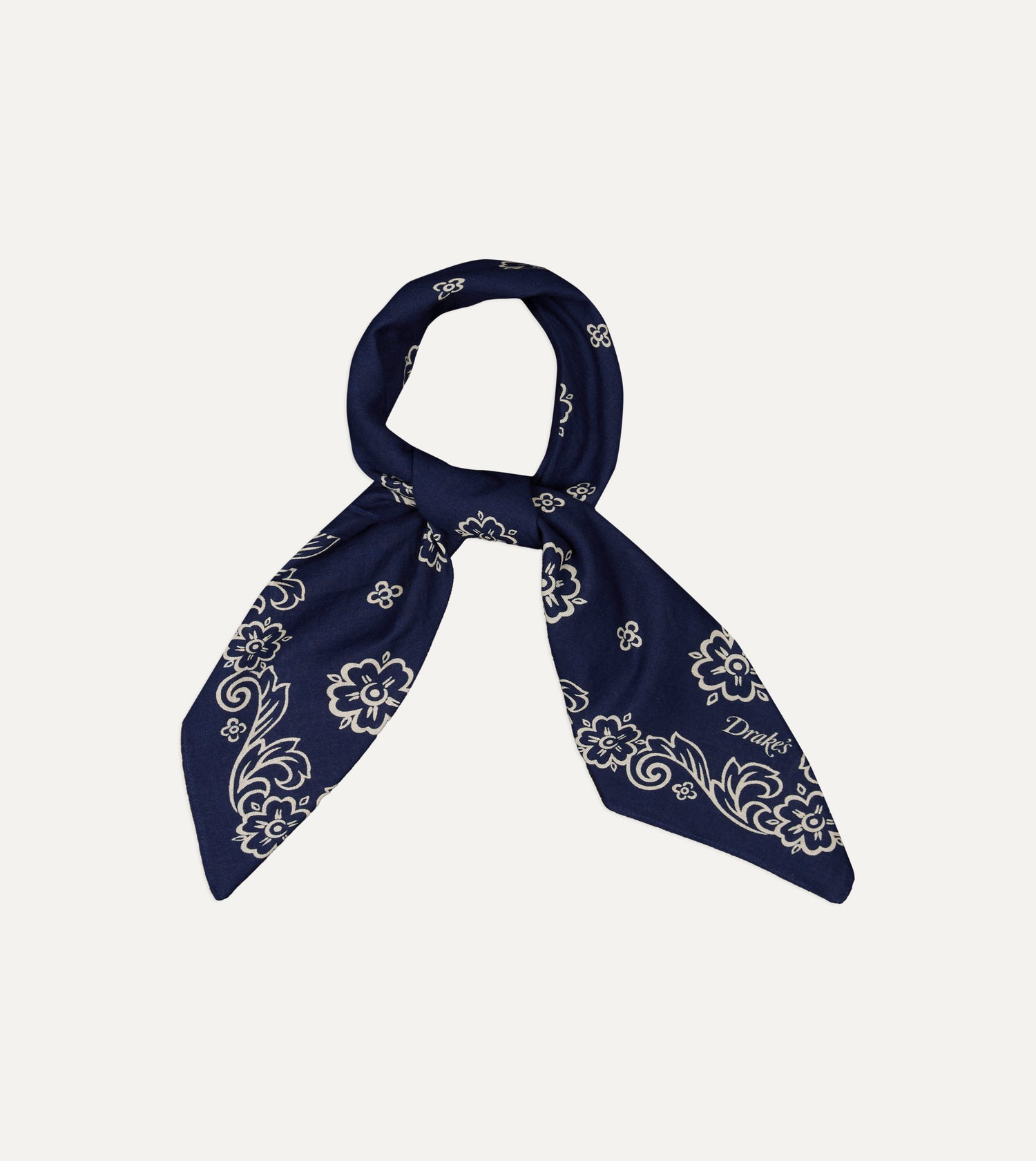 Indigo Flower Print Cotton Bandana