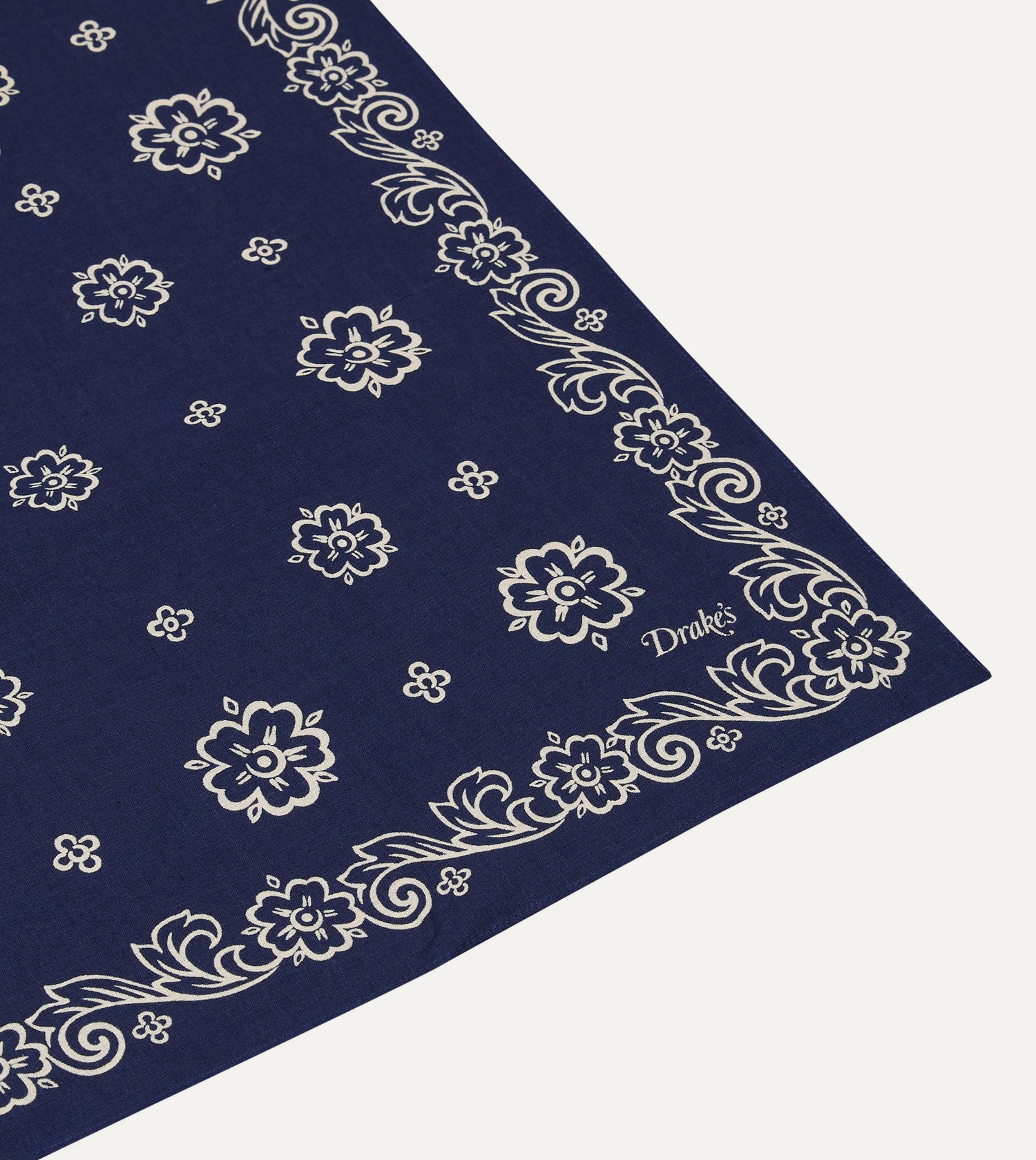 Indigo Flower Print Cotton Bandana