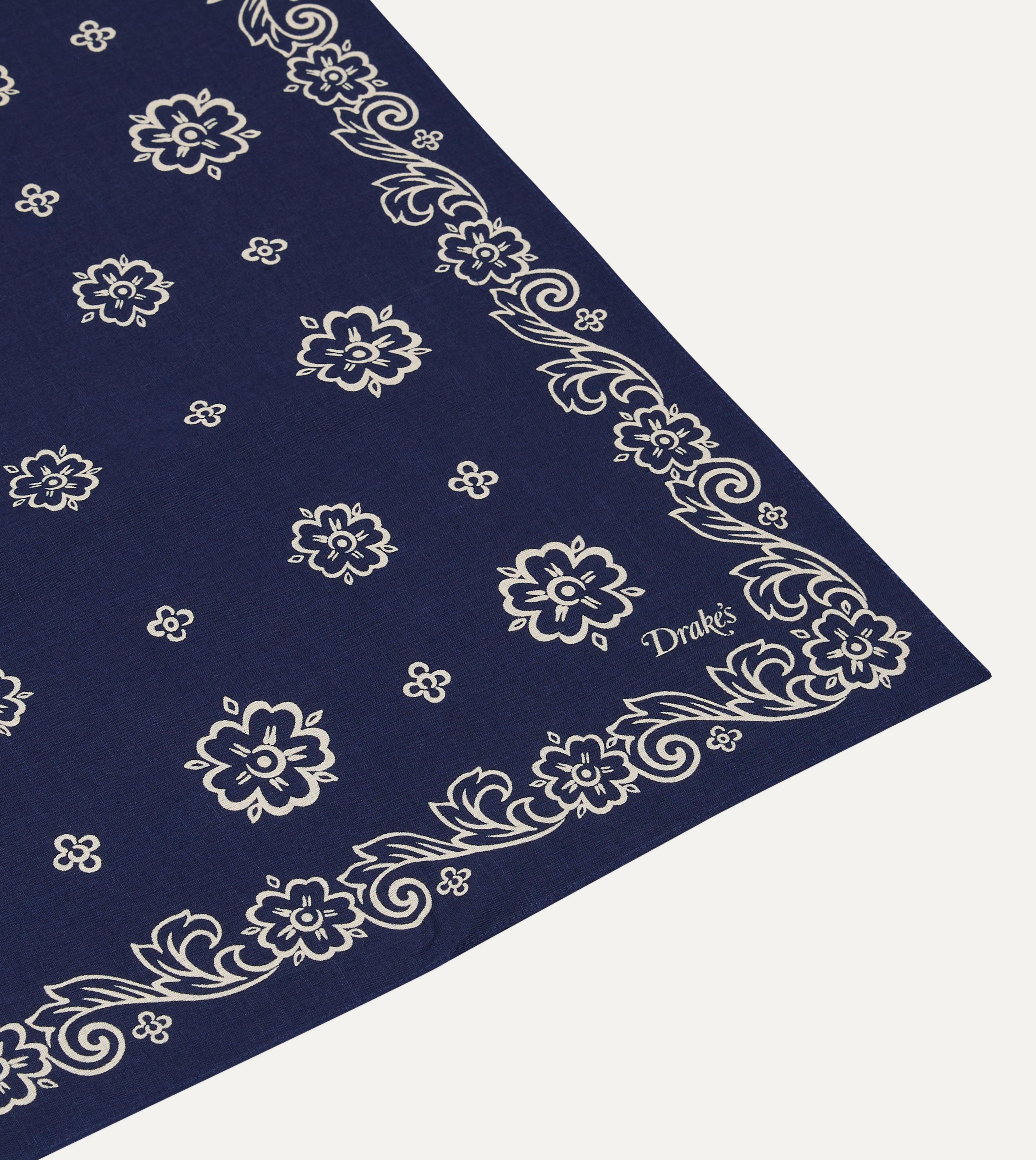 Indigo Flower Print Cotton Bandana