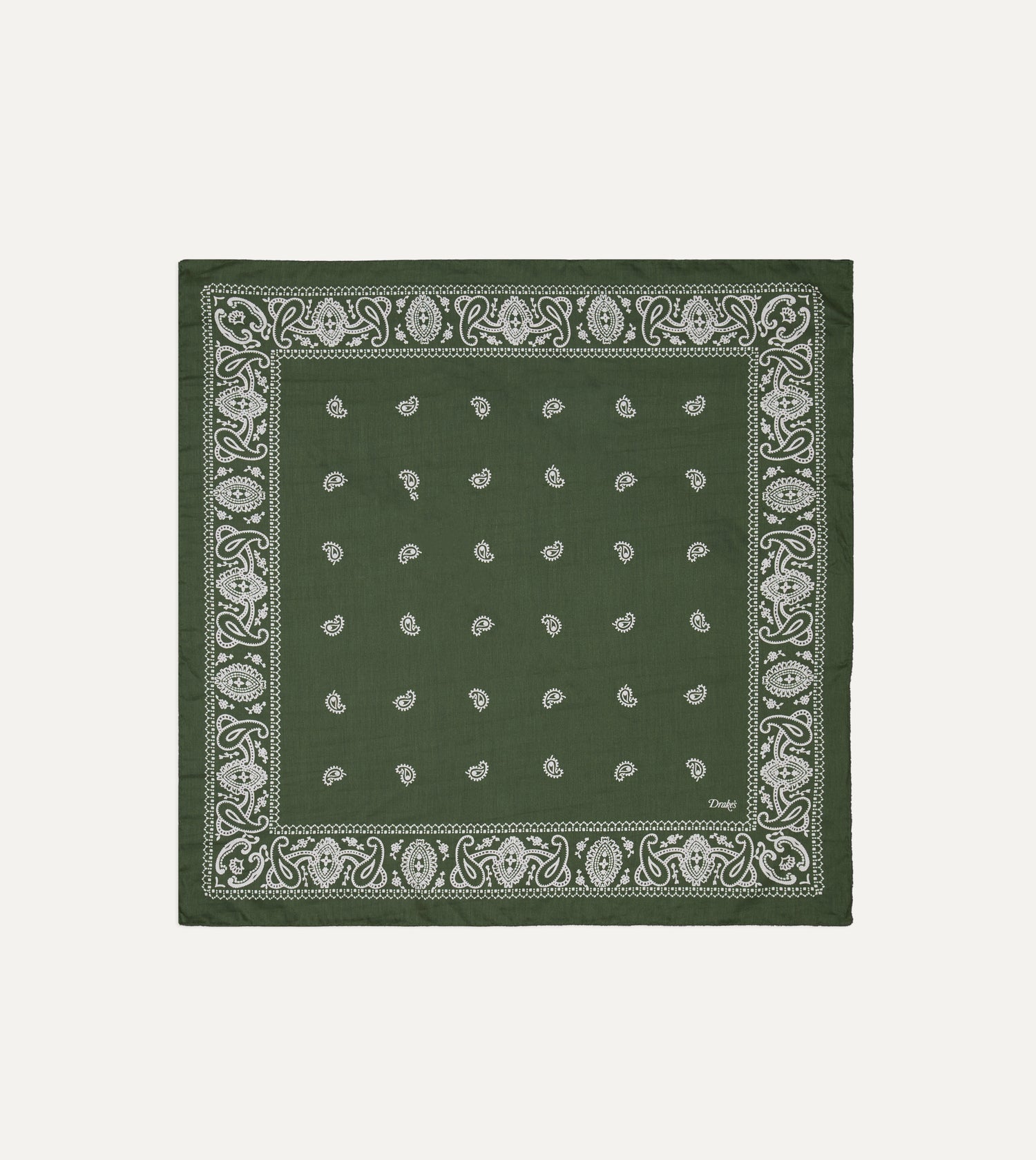 Olive Paisley Cotton-Silk Bandana