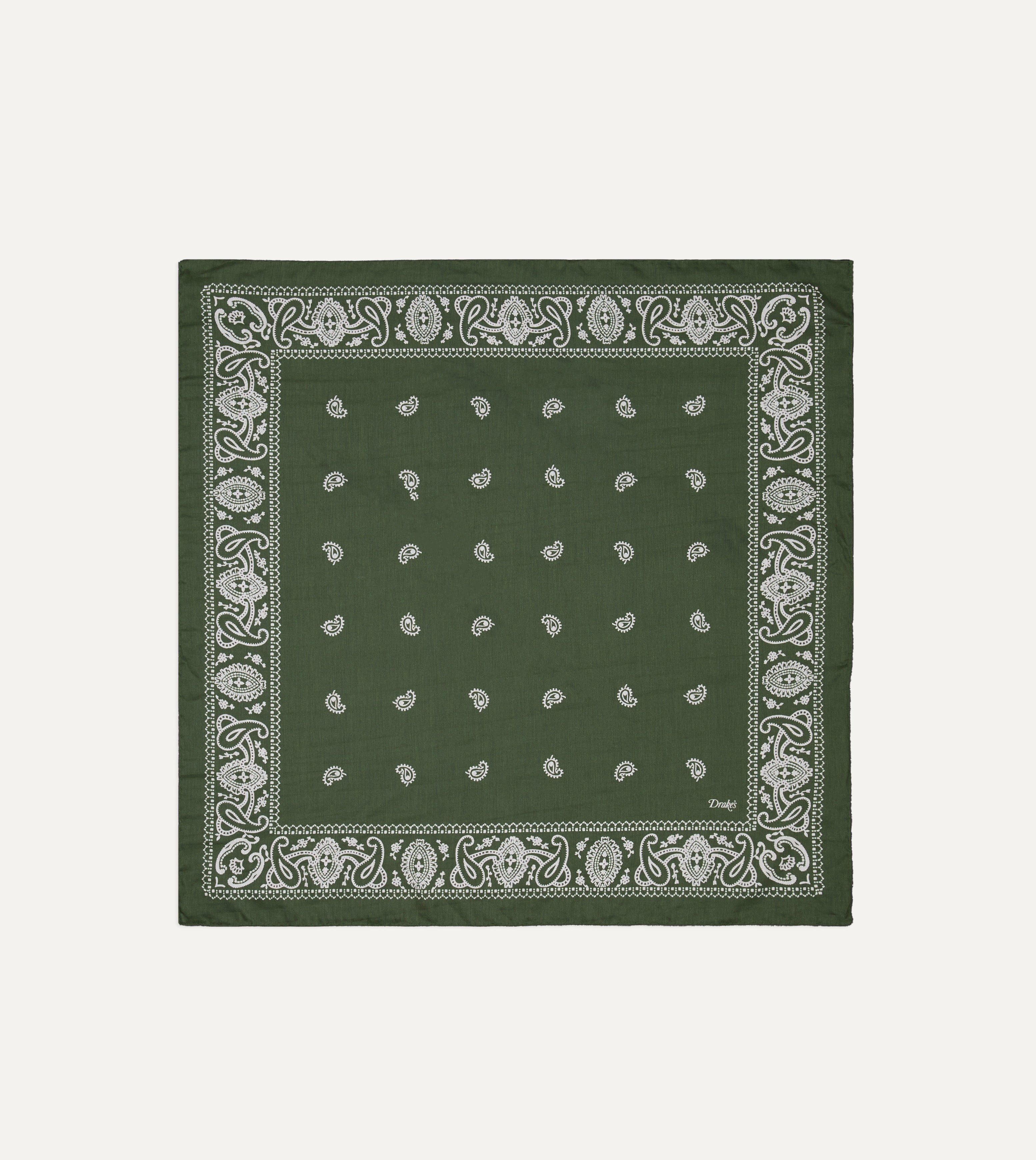 Olive Paisley Cotton-Silk Bandana