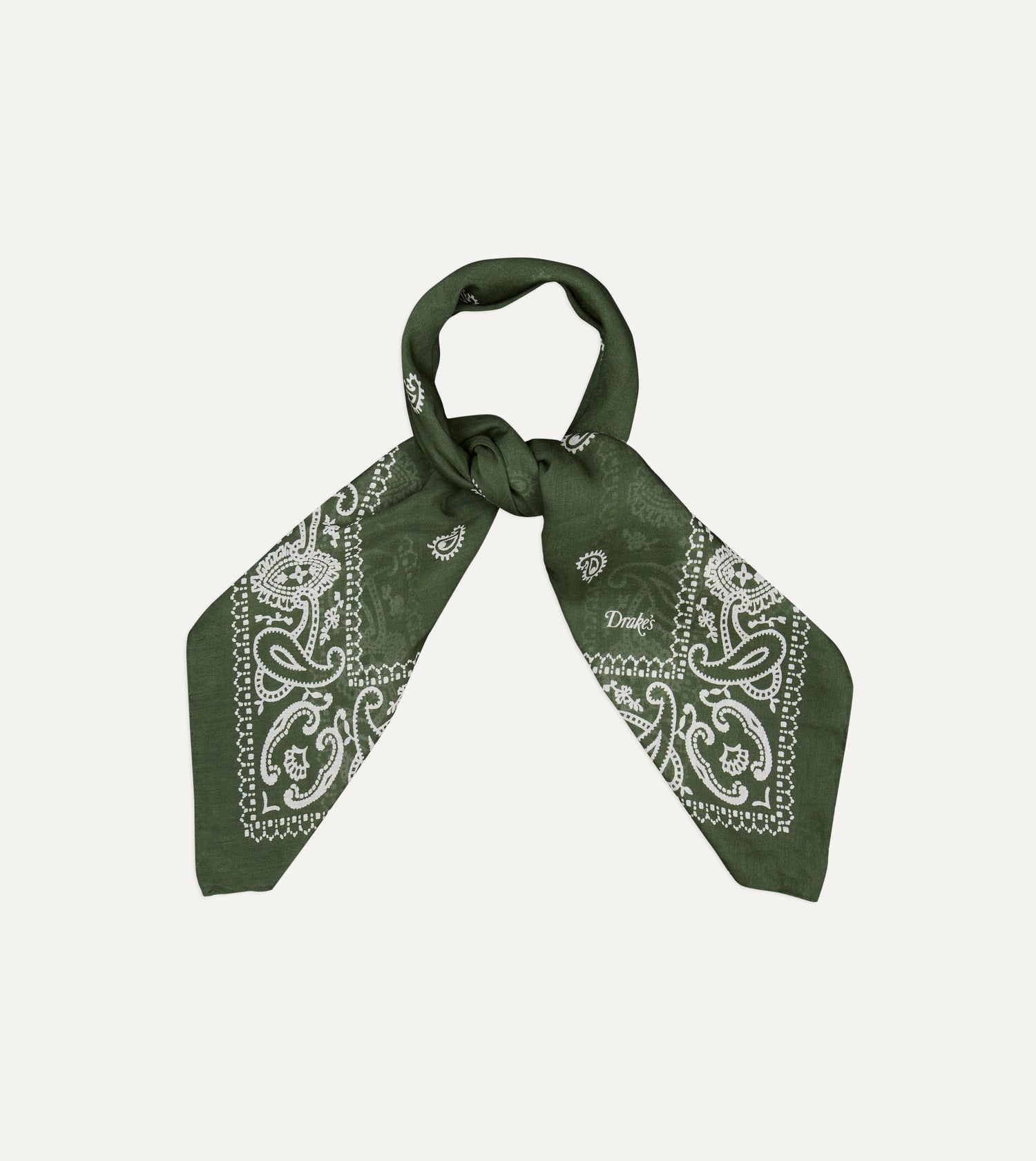 Olive Paisley Cotton-Silk Bandana