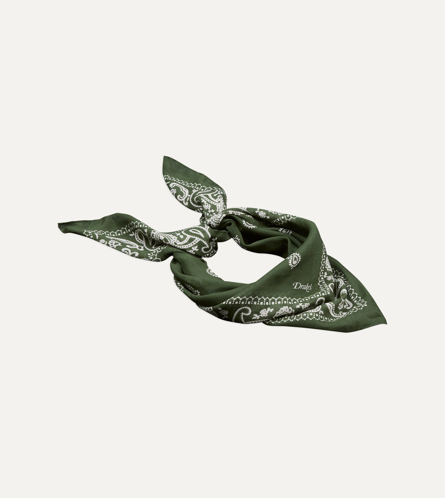 Olive Paisley Cotton-Silk Bandana