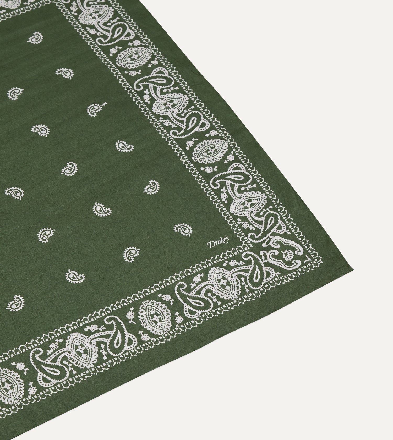 Olive Paisley Cotton-Silk Bandana