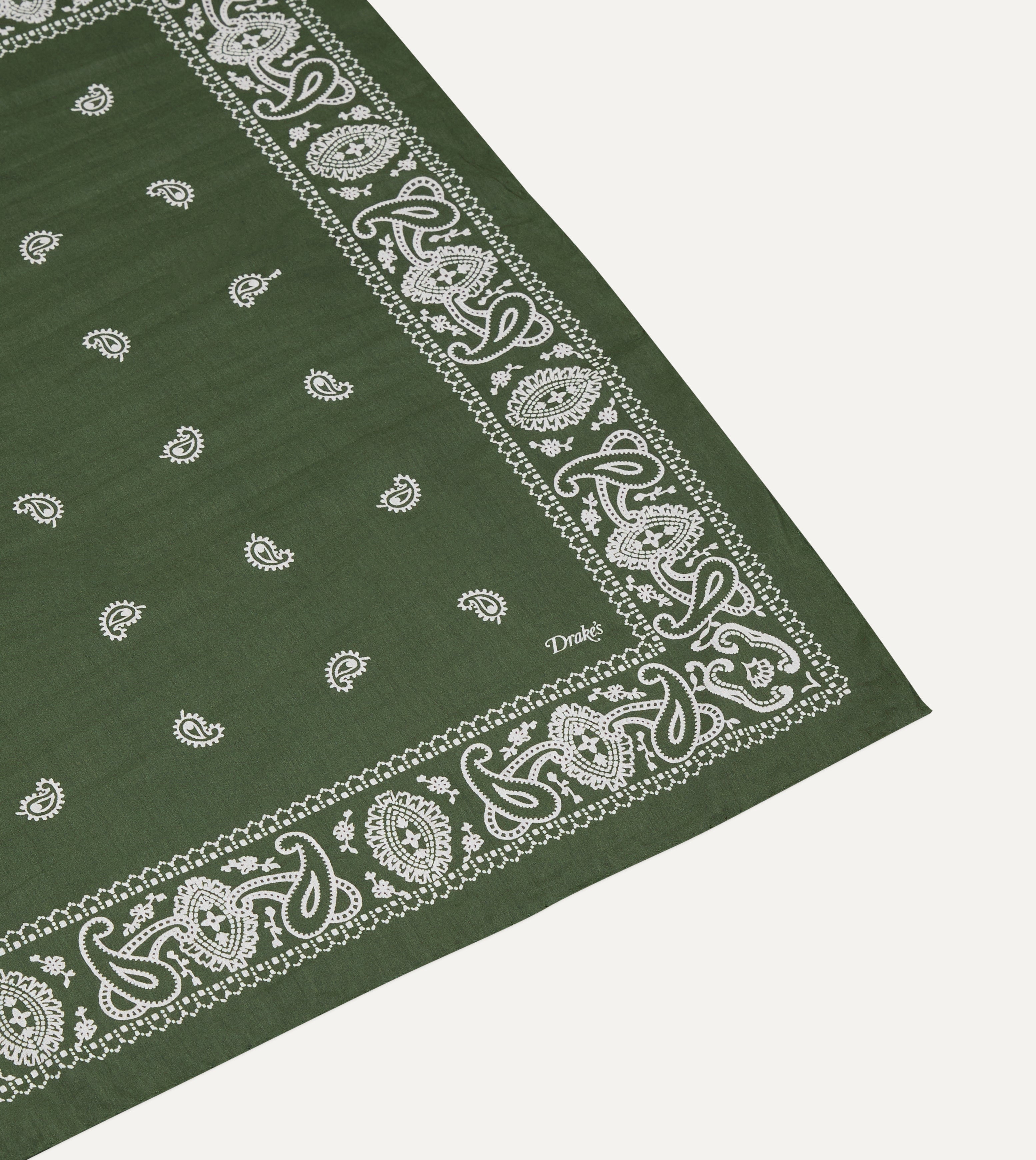Olive Paisley Cotton-Silk Bandana