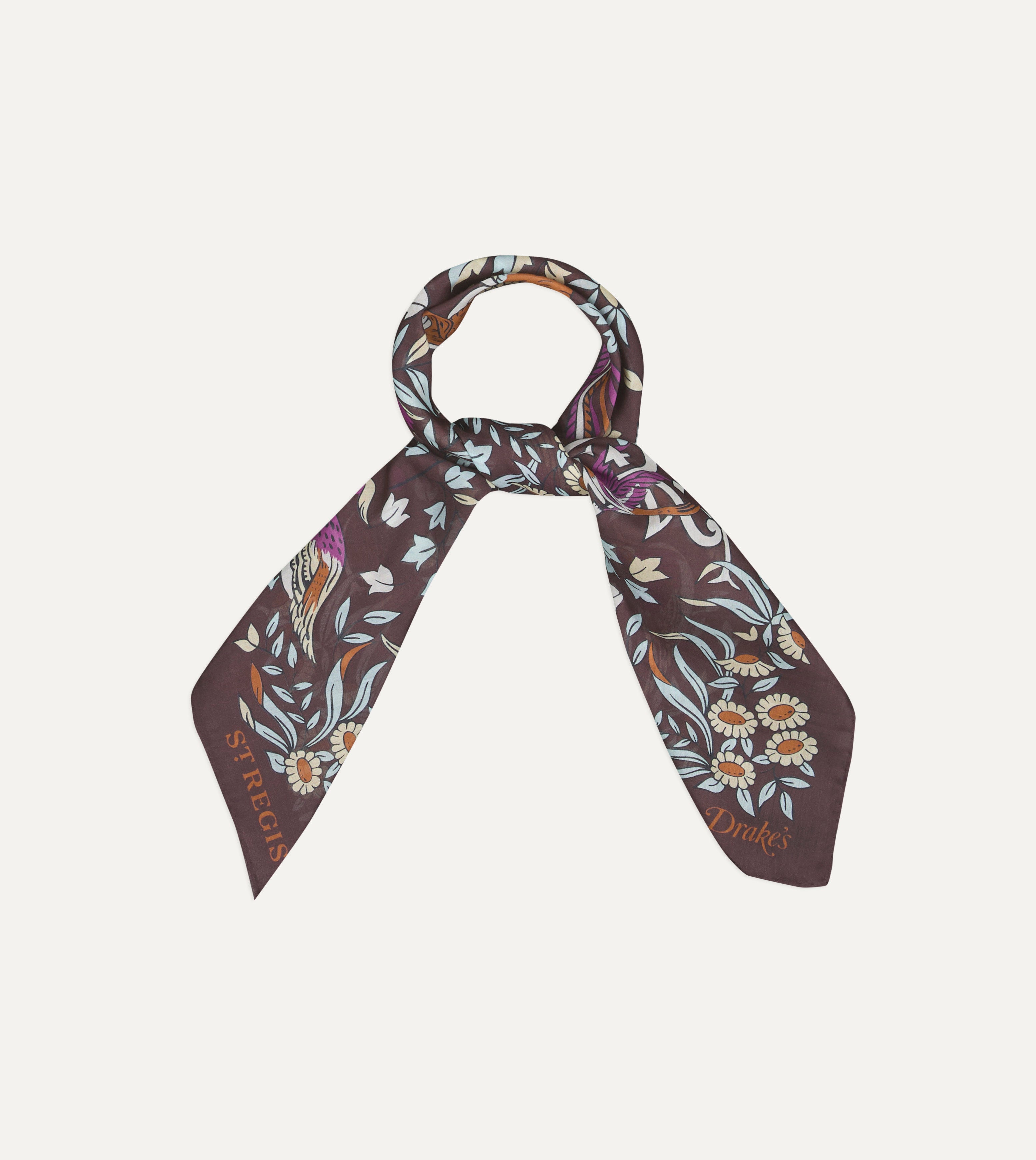 Drake's for St. Regis Birds of Paradise Print Cotton-Silk Bandana