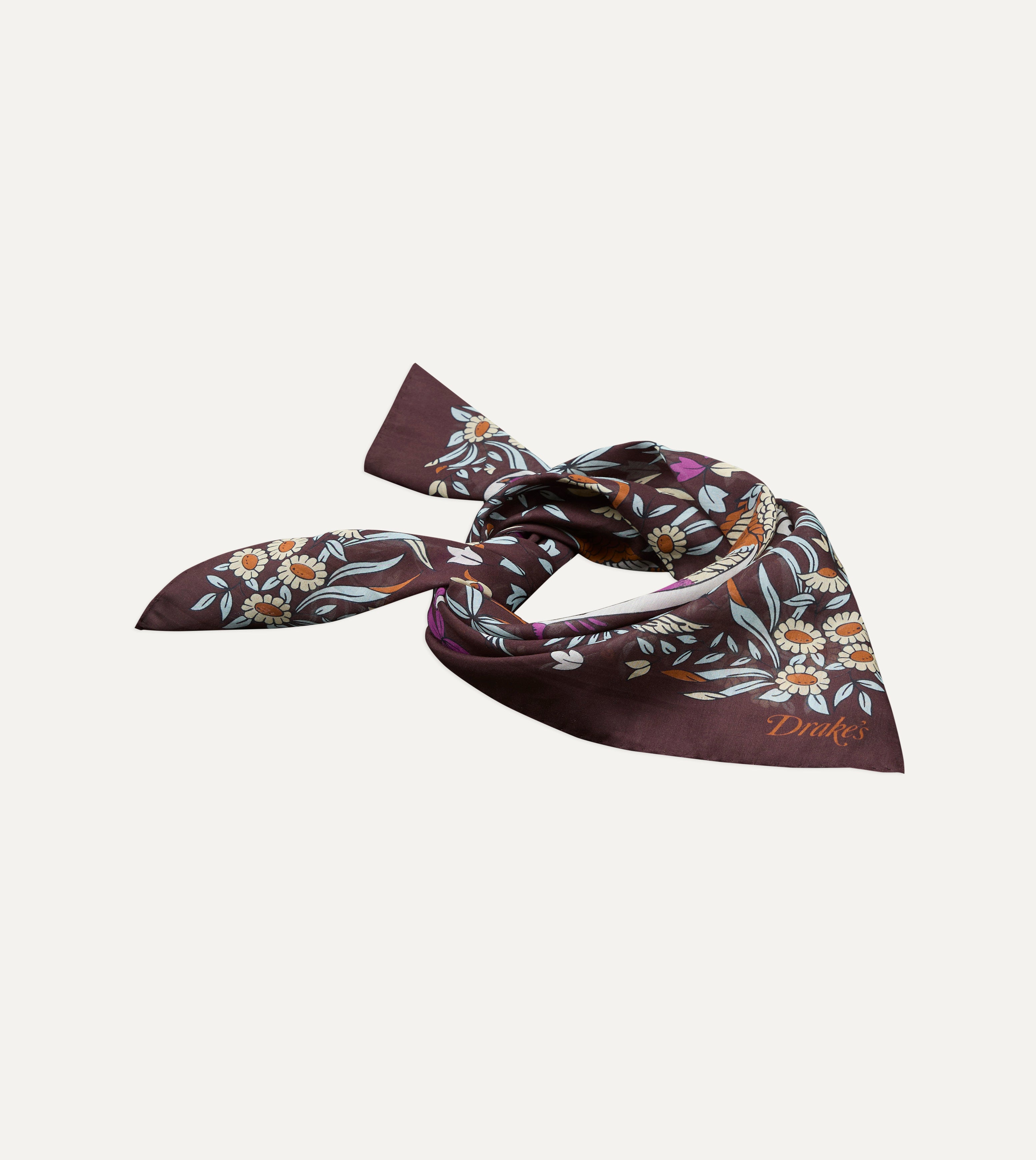 Drake's for St. Regis Birds of Paradise Print Cotton-Silk Bandana
