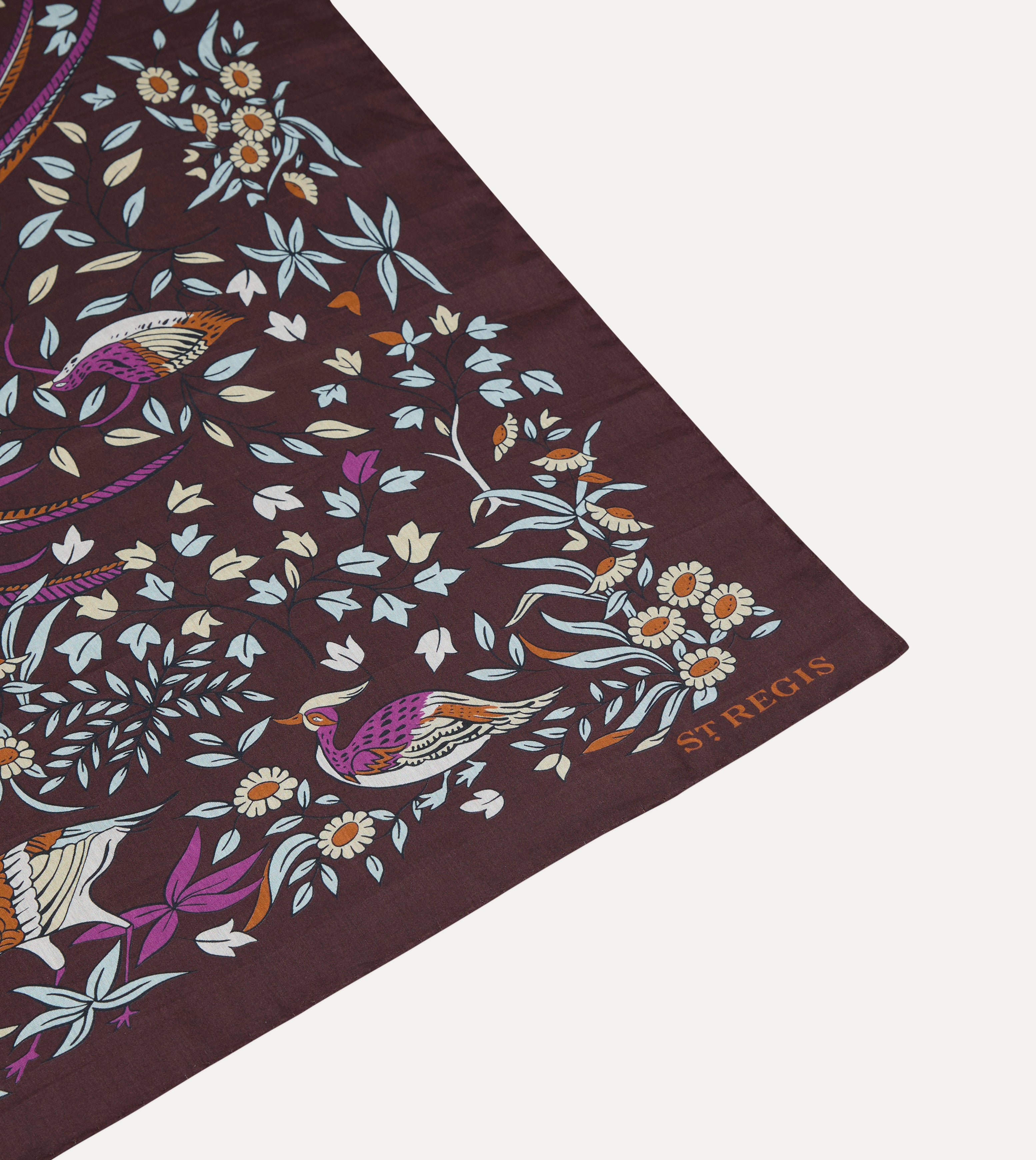 Drake's for St. Regis Birds of Paradise Print Cotton-Silk Bandana