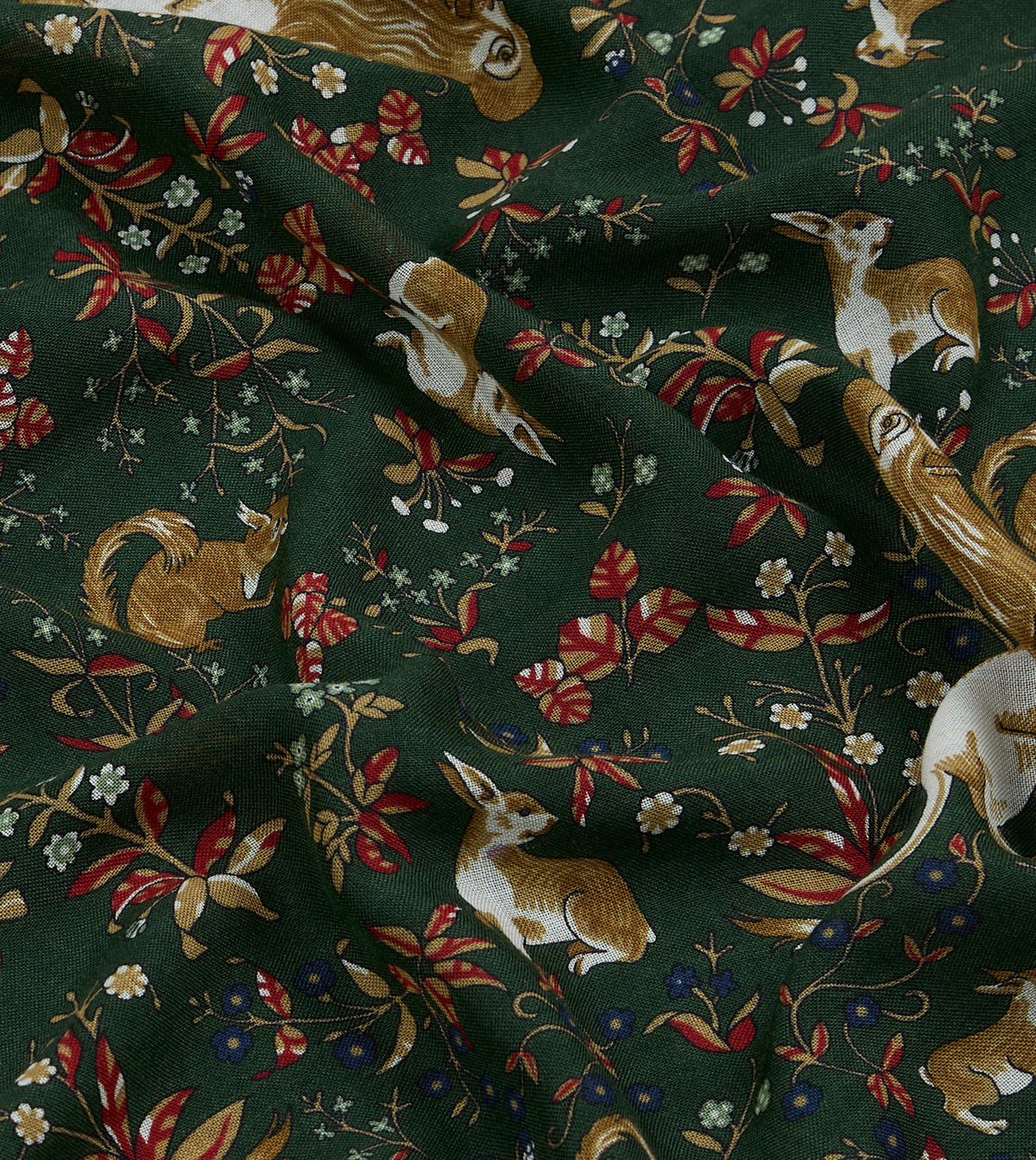 Olive Lion Tapestry Print Wool-Silk Bandana