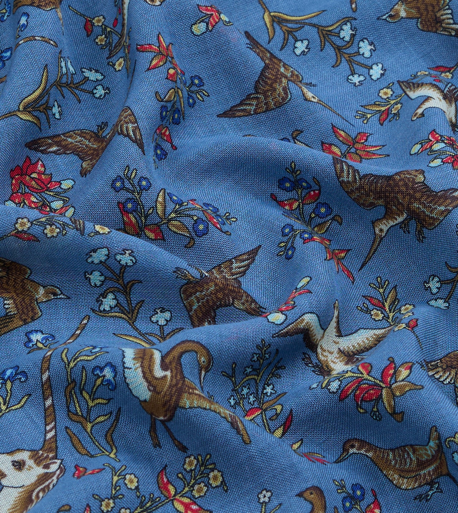 Navy Unicorn Tapestry Print Wool-Silk Bandana